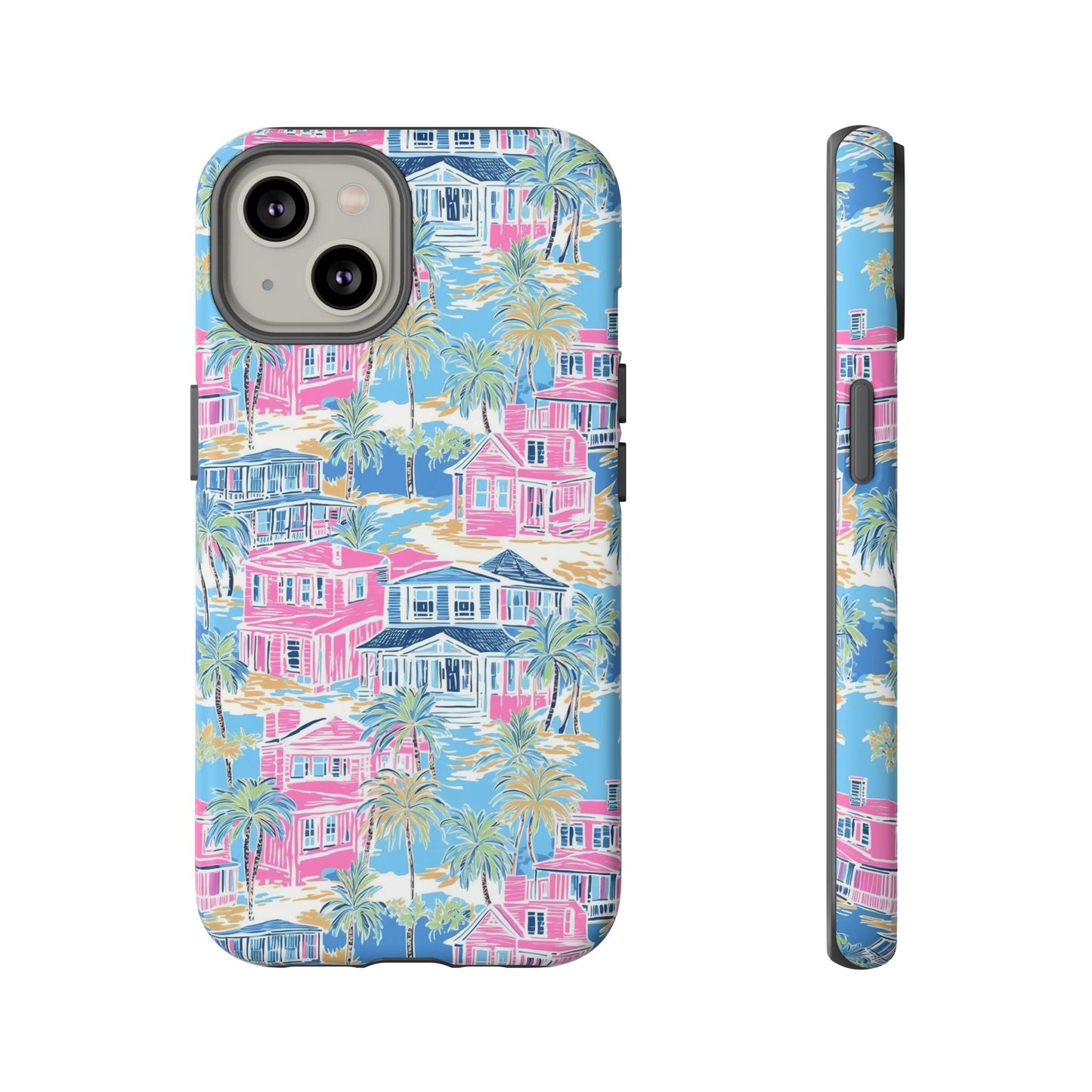 Tropical Beach Houses Tough Case | Palm Tree Coastal Phone Cover | iPhone 17
