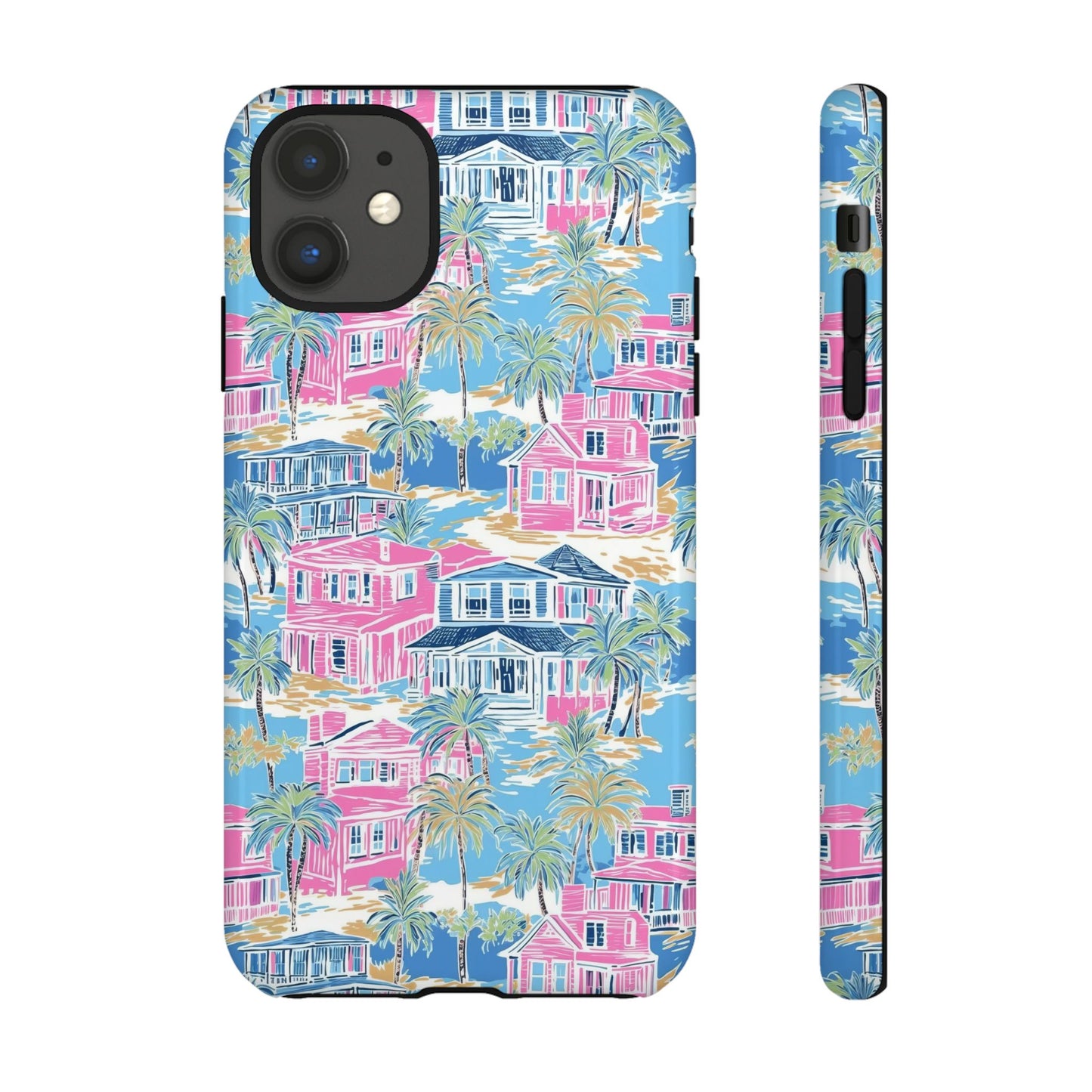 Tropical Beach Houses Tough Case | Palm Tree Coastal Phone Cover | iPhone 17