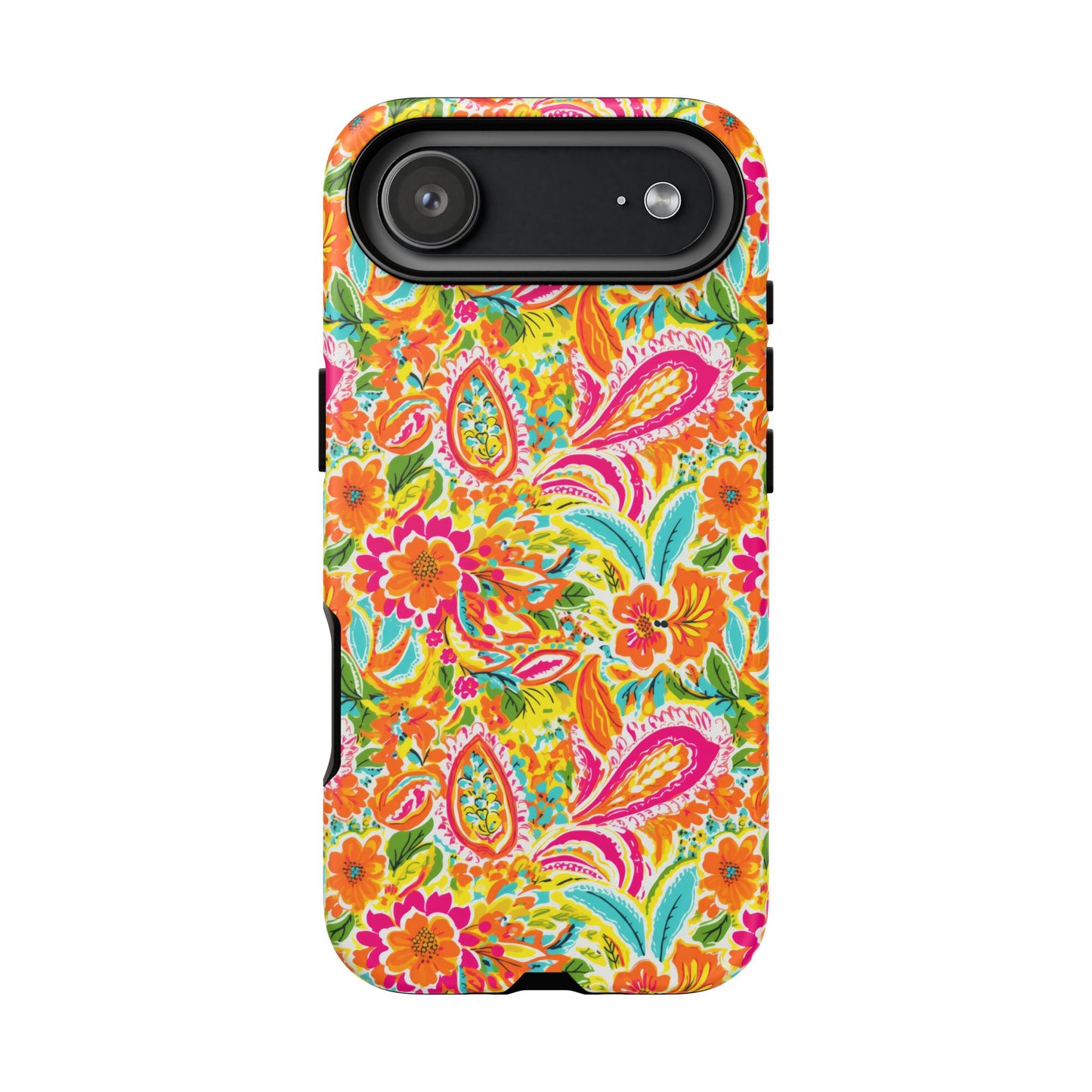 Vibrant Floral Paisley phone case | Tough Cases | Orange and Pink Floral | iPhone 17