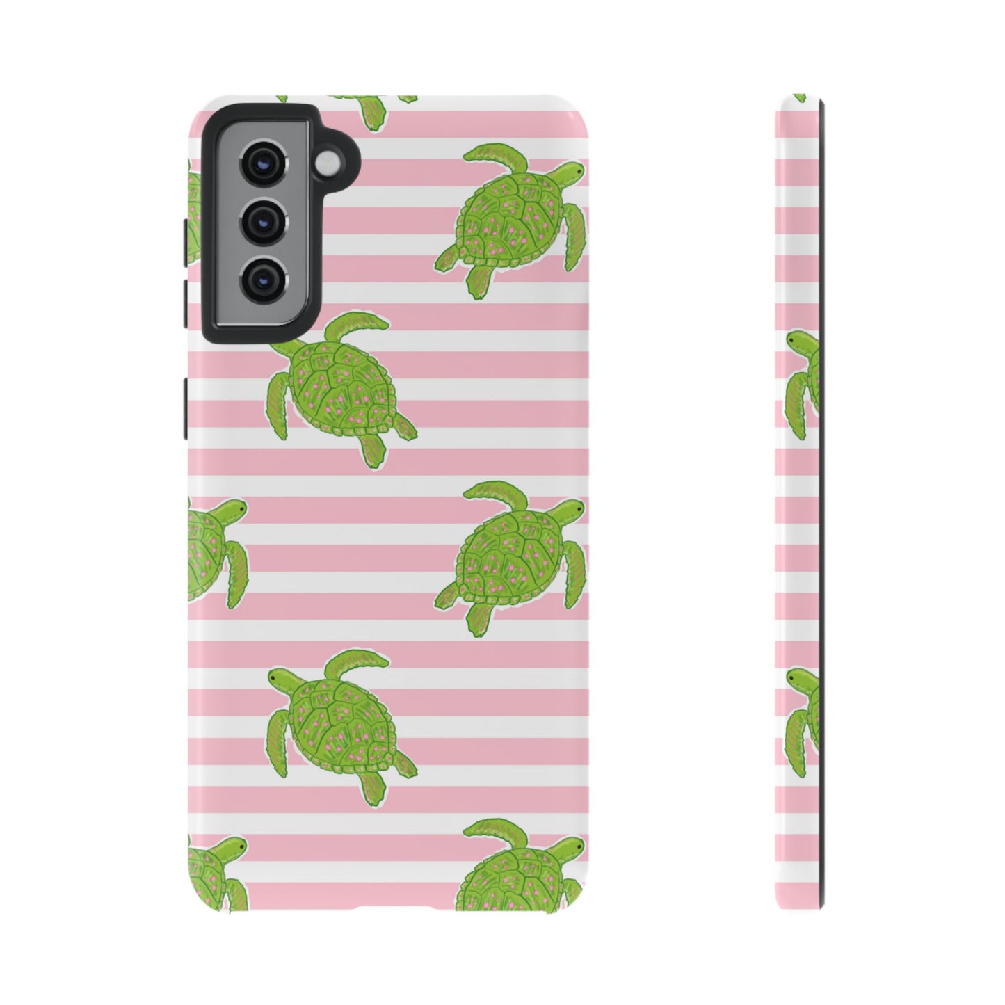 Green Sea Turtles Phone Case | Pink Stripes Tough Case | iPhone 17