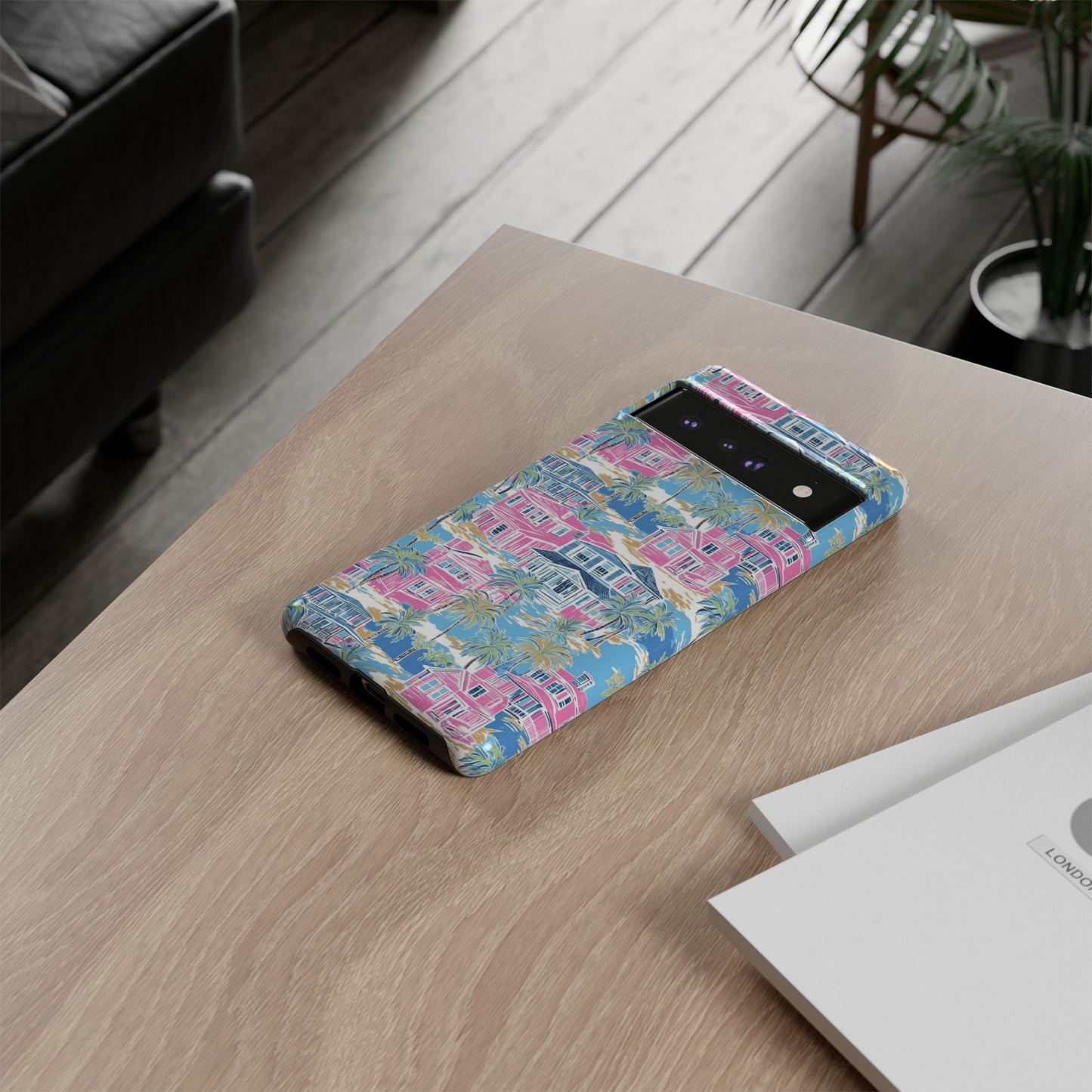 Tropical Beach Houses Tough Case | Palm Tree Coastal Phone Cover | iPhone 17