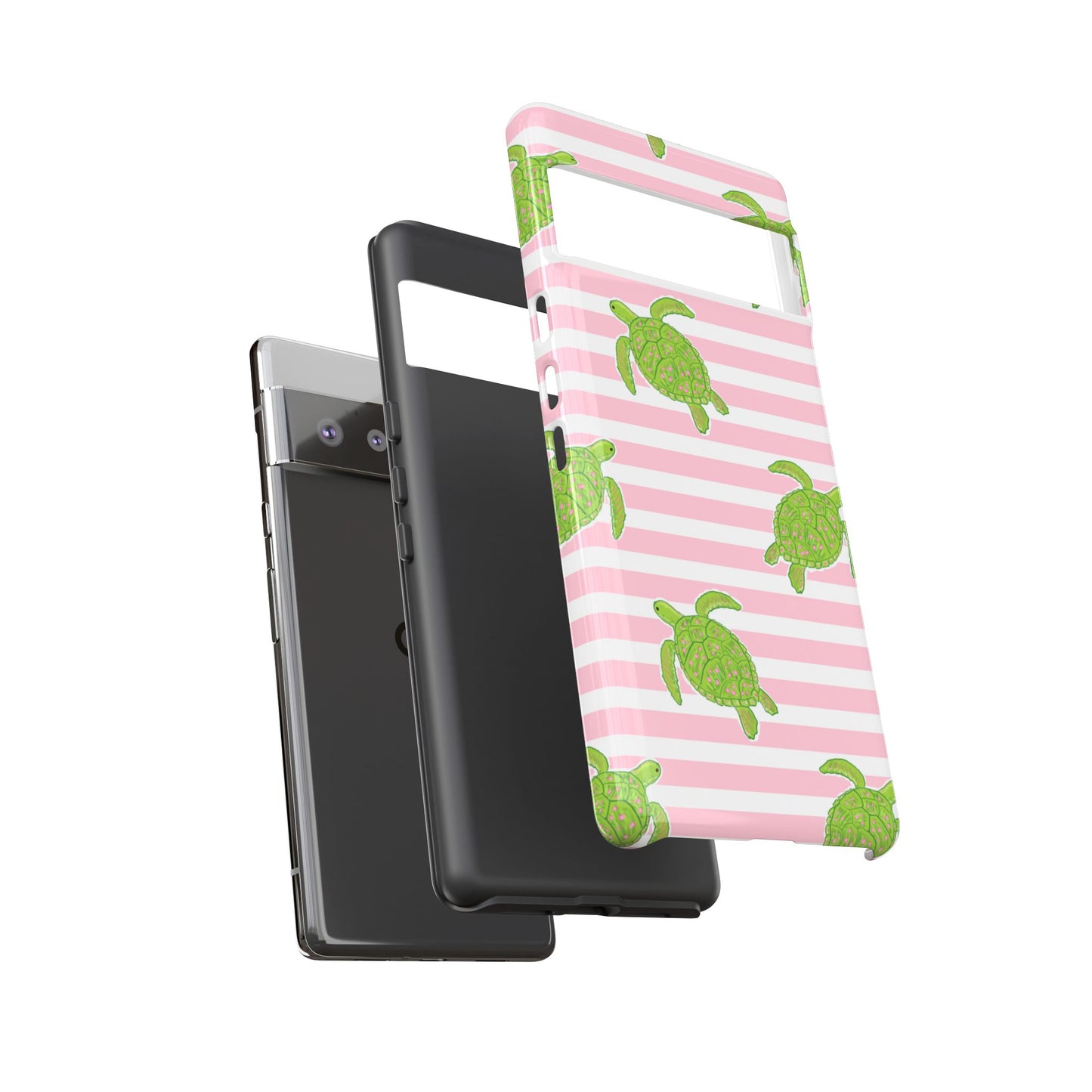 Green Sea Turtles Phone Case | Pink Stripes Tough Case | iPhone 17