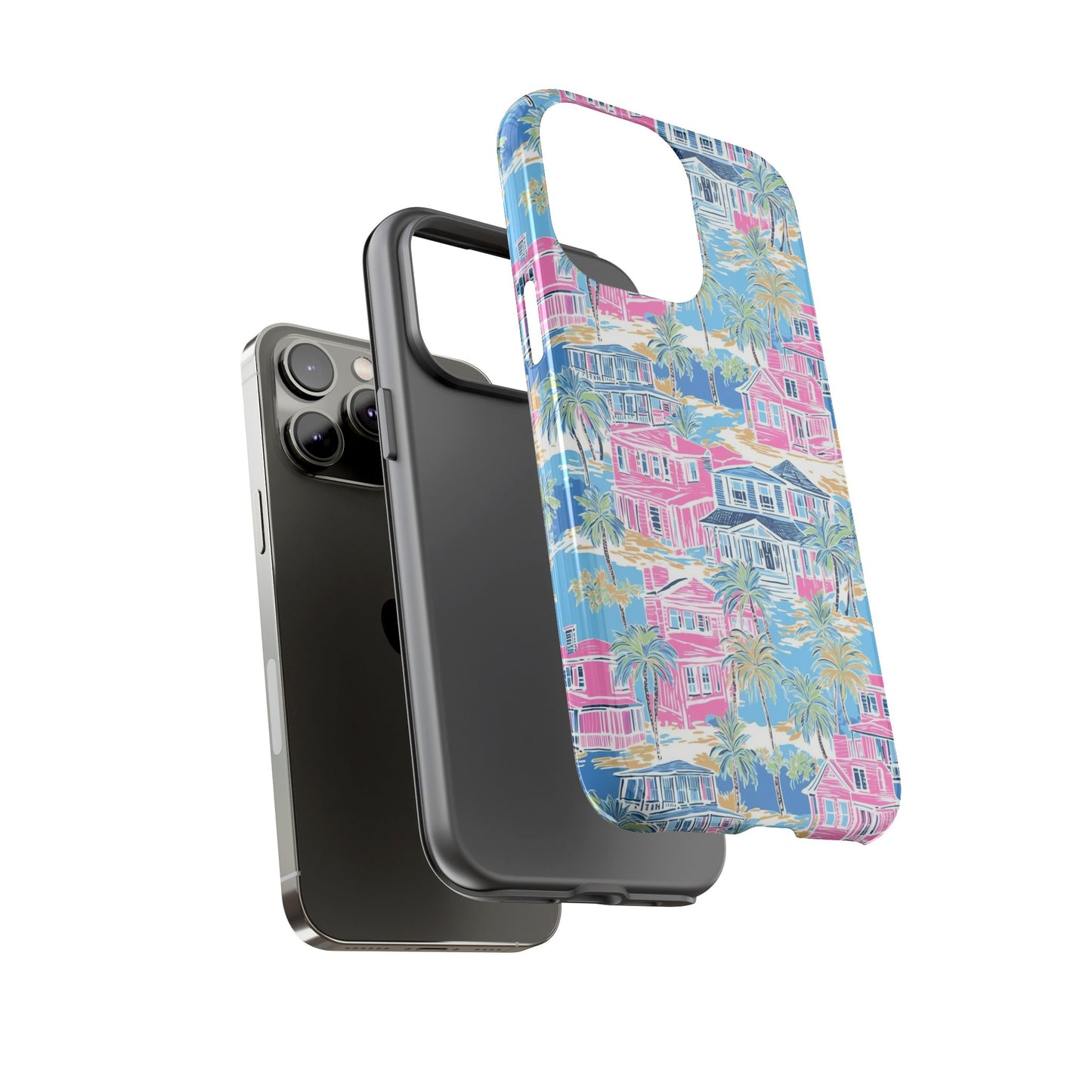 Tropical Beach Houses Tough Case | Palm Tree Coastal Phone Cover | iPhone 17