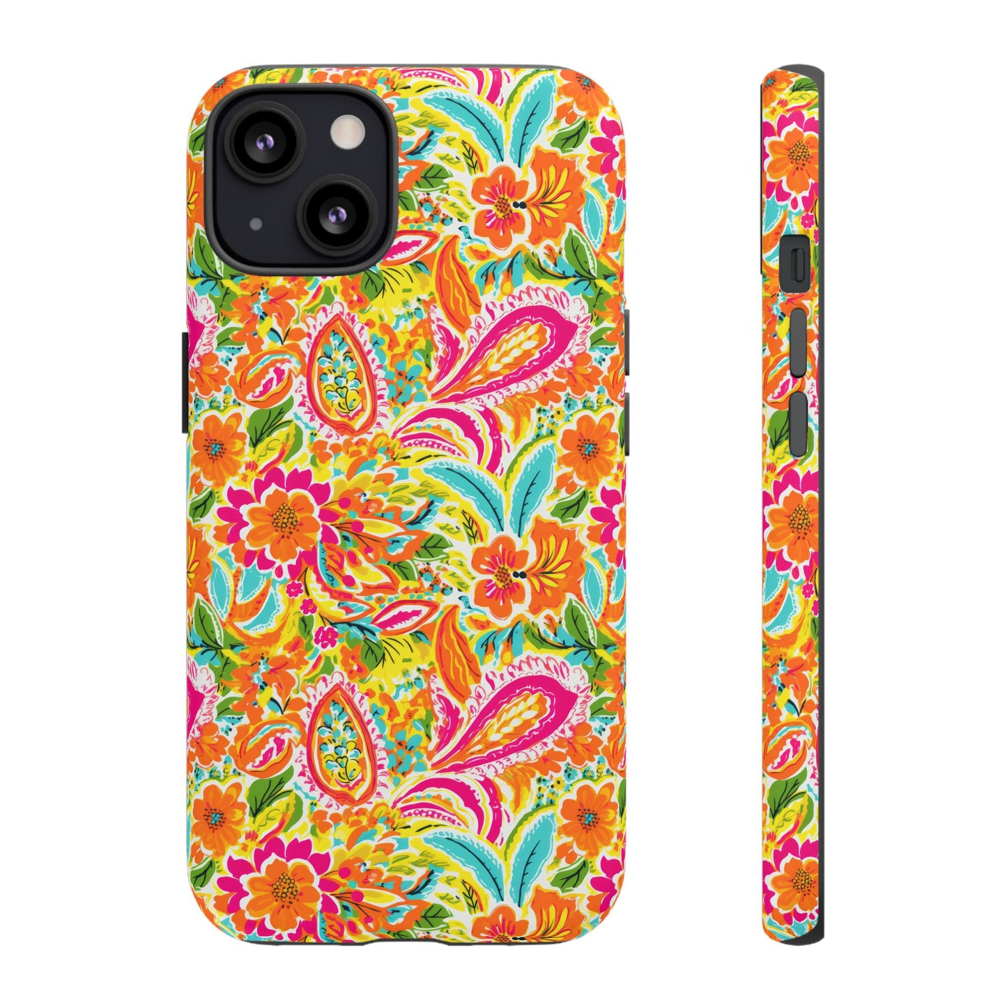 Vibrant Floral Paisley phone case | Tough Cases | Orange and Pink Floral | iPhone 17