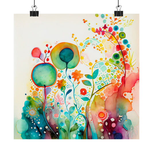 Colorful Abstract Floral Wall Art Poster | Vibrant Wildflower Botanical Print | Boho Modern Home Decor