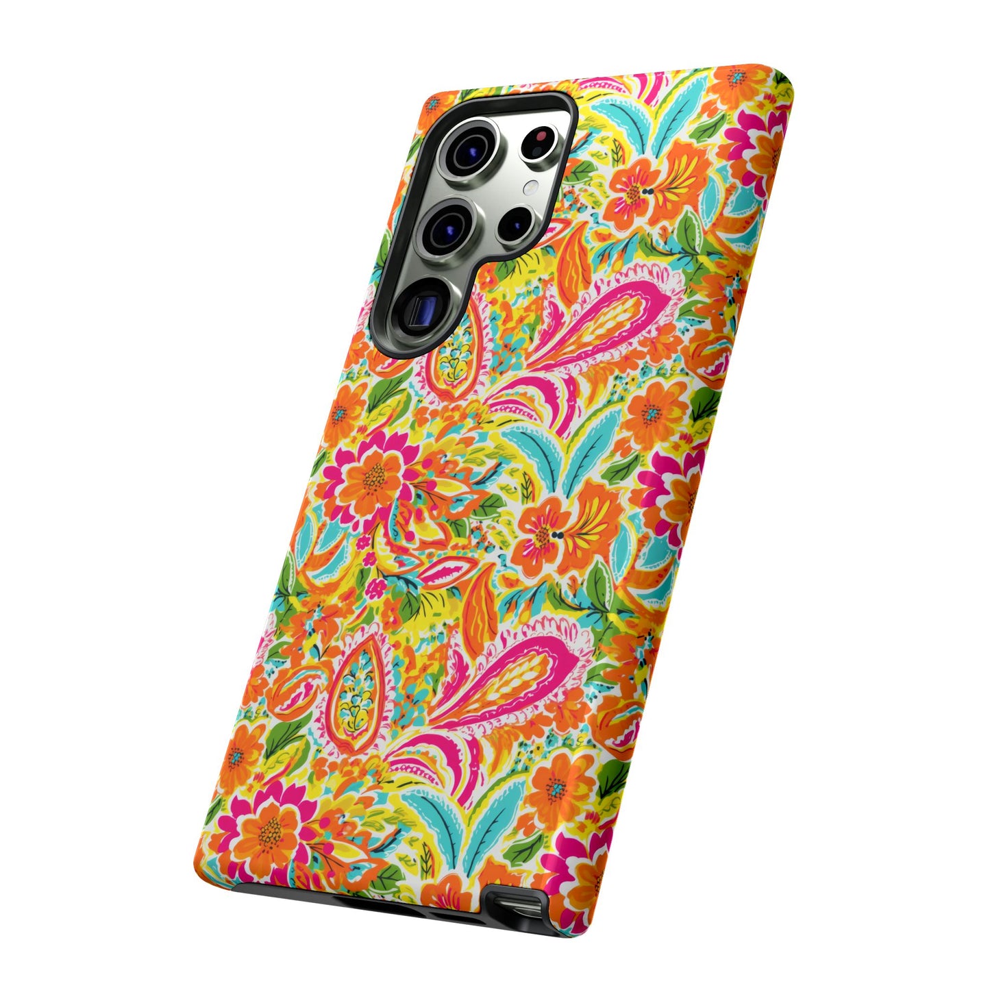 Vibrant Floral Paisley phone case | Tough Cases | Orange and Pink Floral | iPhone 17