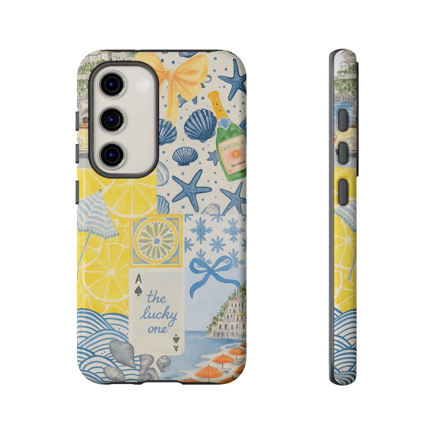 Coastal Collage Phone Case | Beach Shells, Starfish, Lemon, Scenic Travel | Italian Summer