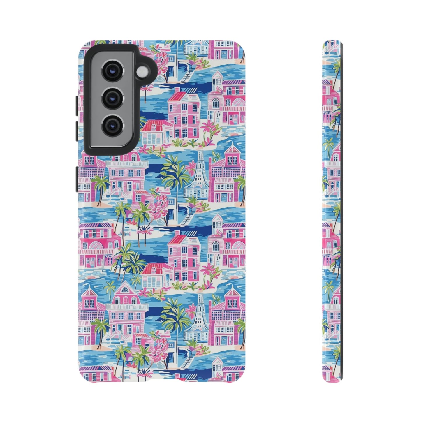 Pink Coastal Houses phone case | Tough Case | iPhone 17