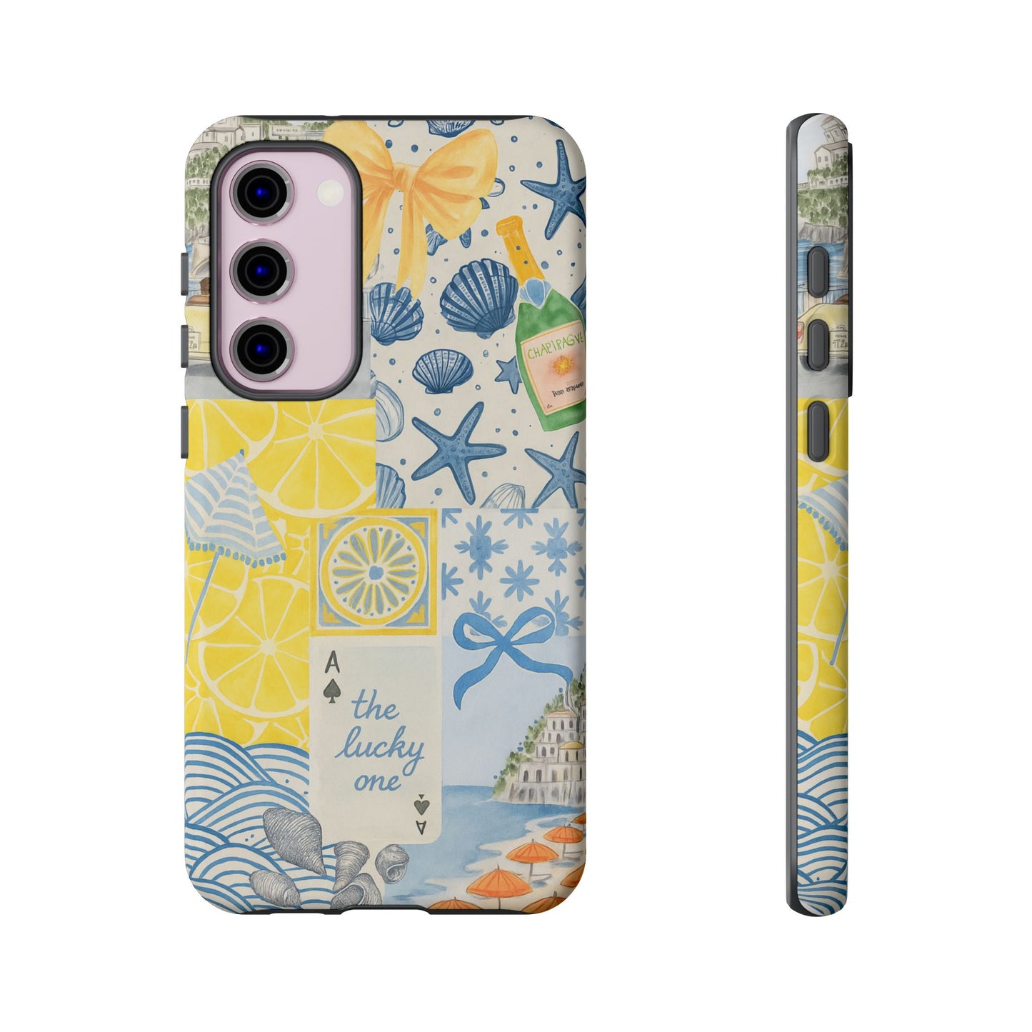 Coastal Collage Phone Case | Beach Shells, Starfish, Lemon, Scenic Travel | Italian Summer