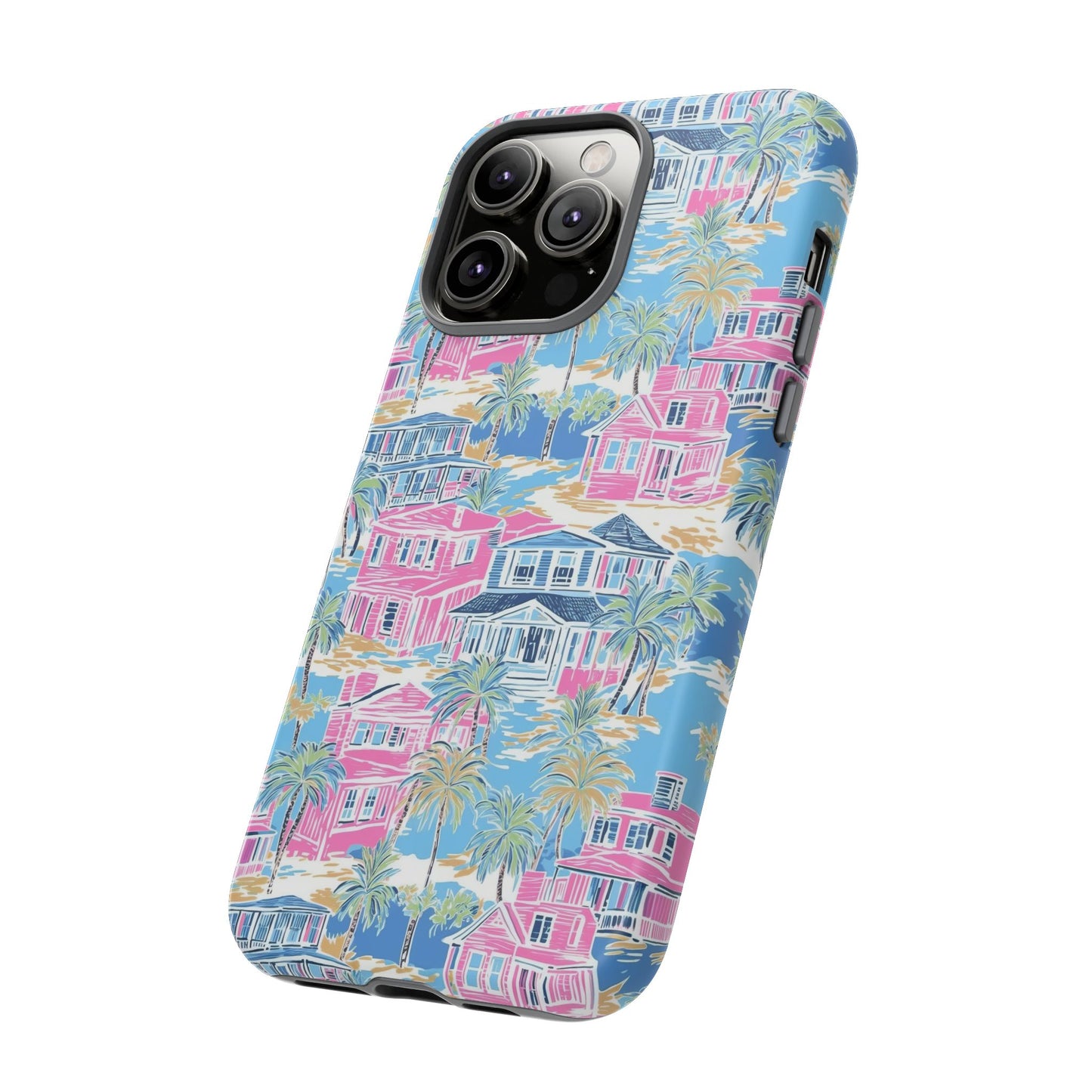 Tropical Beach Houses Tough Case | Palm Tree Coastal Phone Cover | iPhone 17