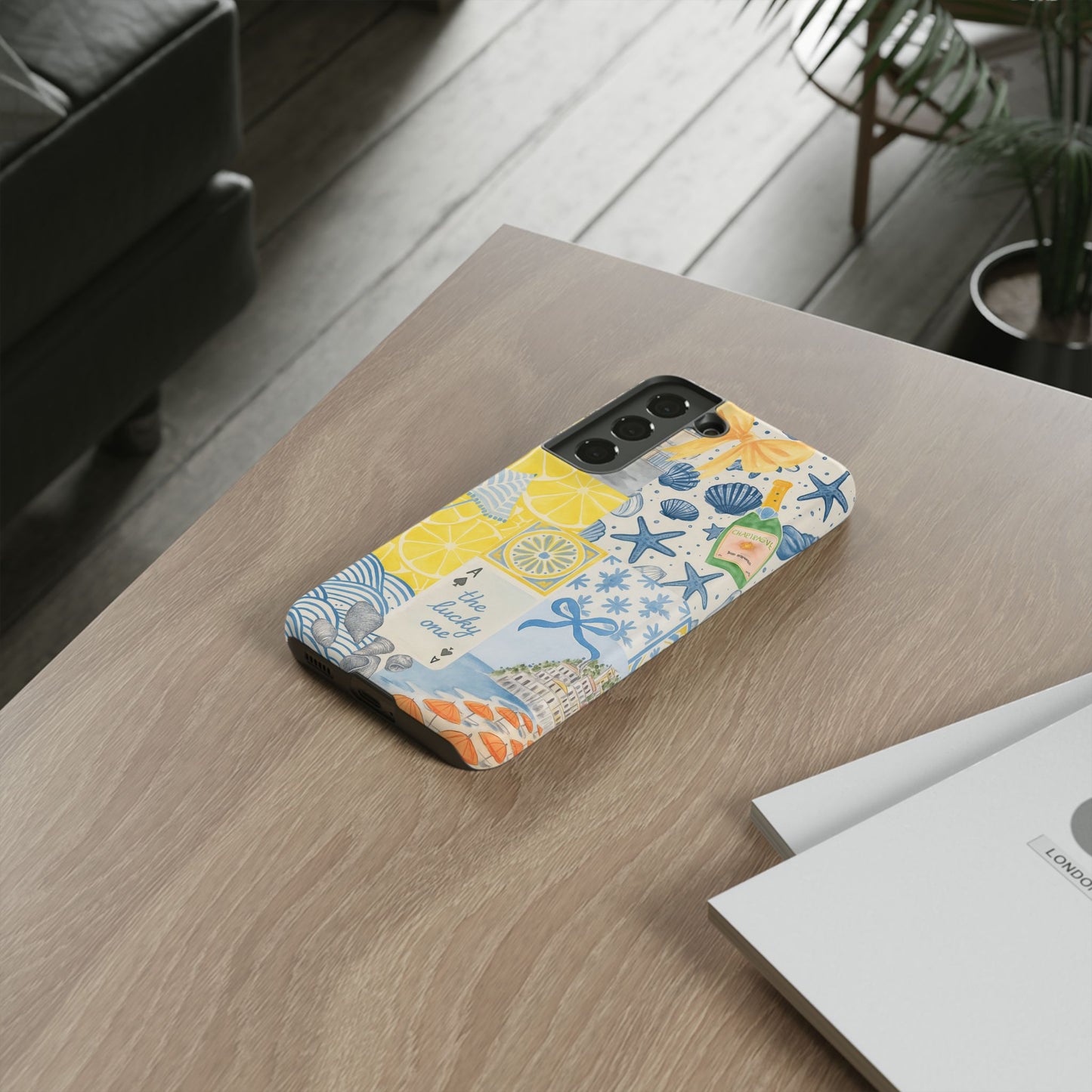 Coastal Collage Phone Case | Beach Shells, Starfish, Lemon, Scenic Travel | Italian Summer