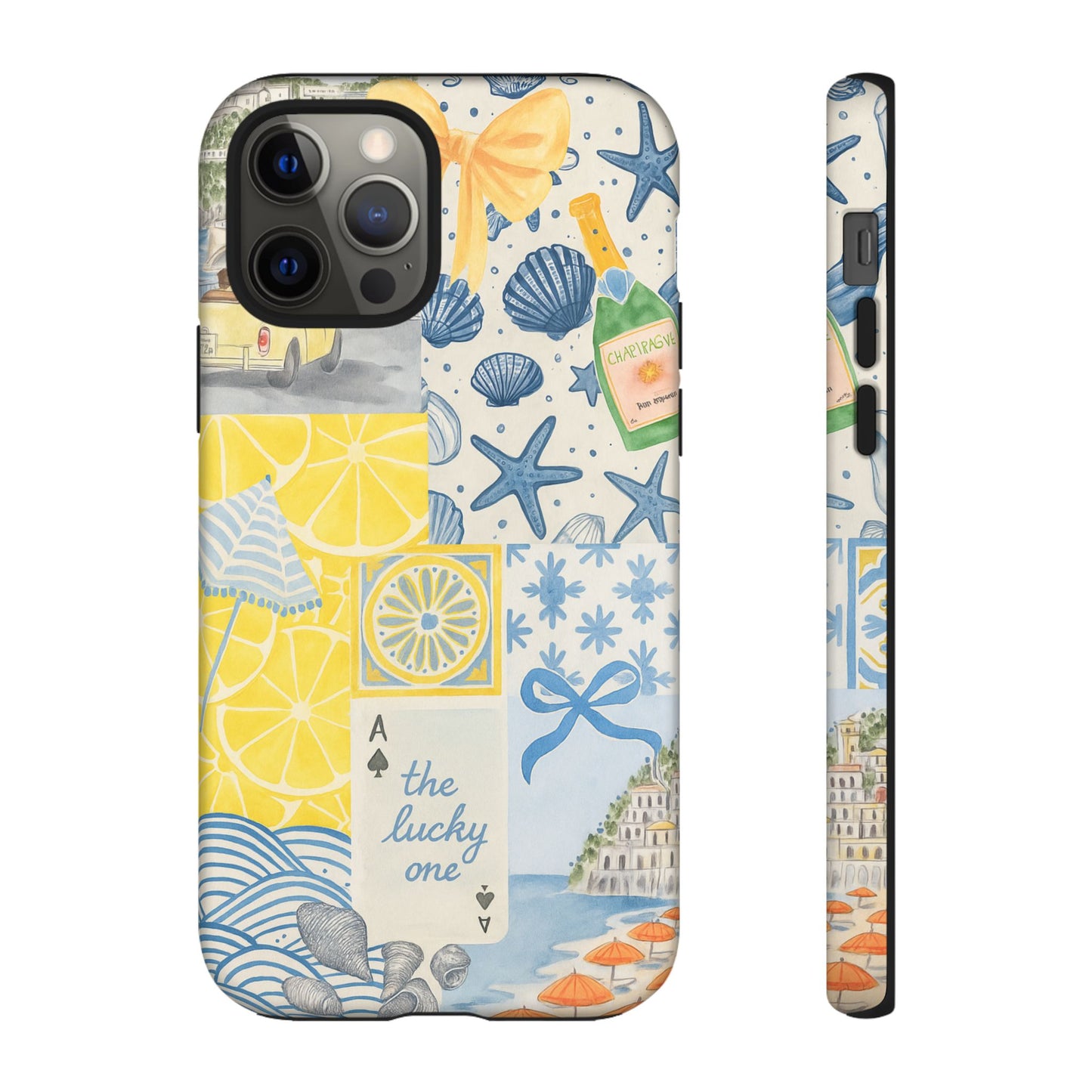Coastal Collage Phone Case | Beach Shells, Starfish, Lemon, Scenic Travel | Italian Summer