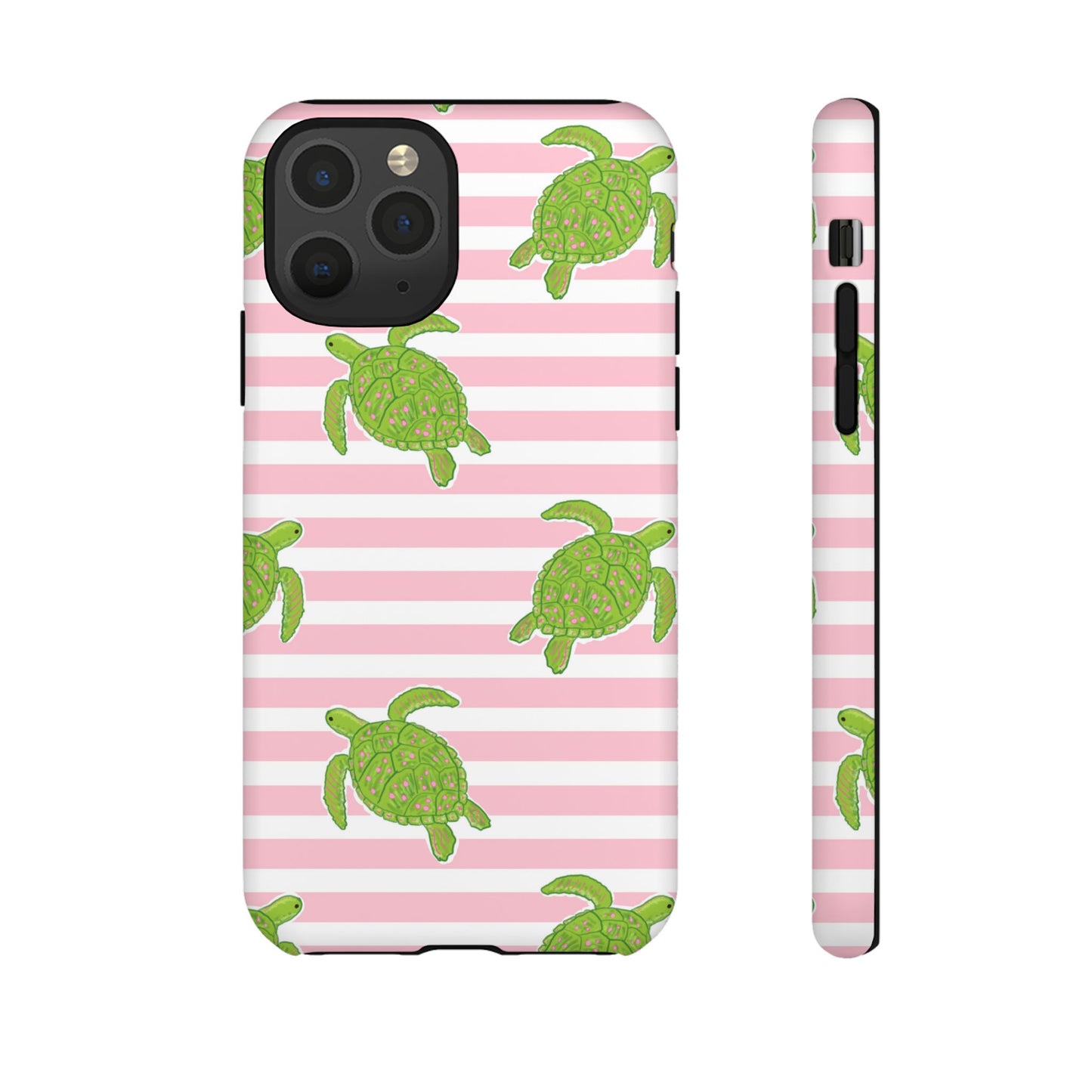 Green Sea Turtles Phone Case | Pink Stripes Tough Case | iPhone 17