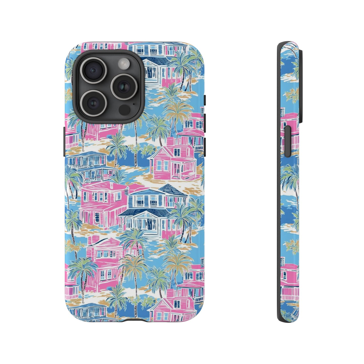 Tropical Beach Houses Tough Case | Palm Tree Coastal Phone Cover | iPhone 17