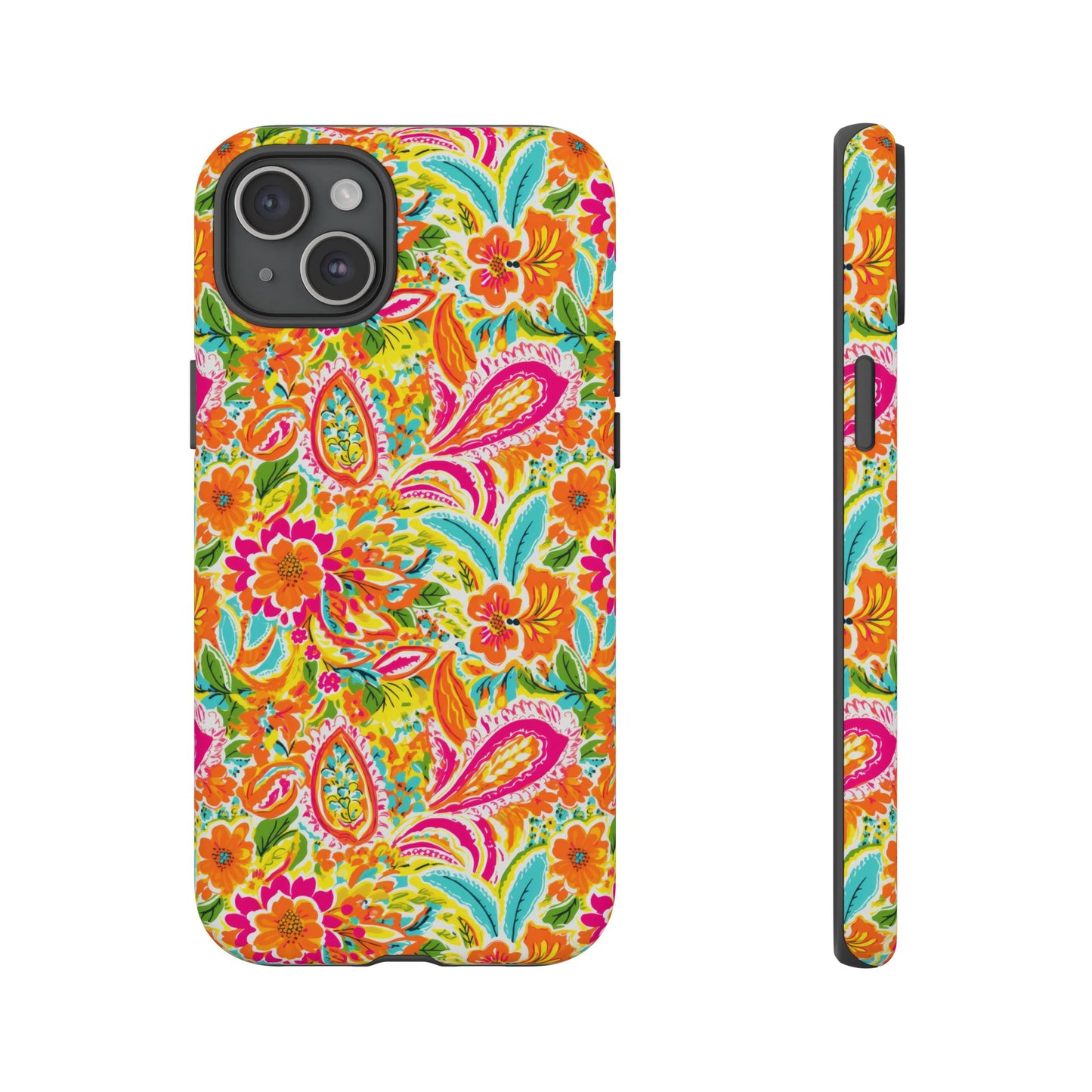 Vibrant Floral Paisley phone case | Tough Cases | Orange and Pink Floral | iPhone 17