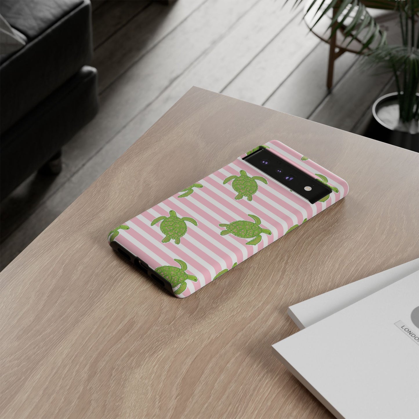 Green Sea Turtles Phone Case | Pink Stripes Tough Case | iPhone 17