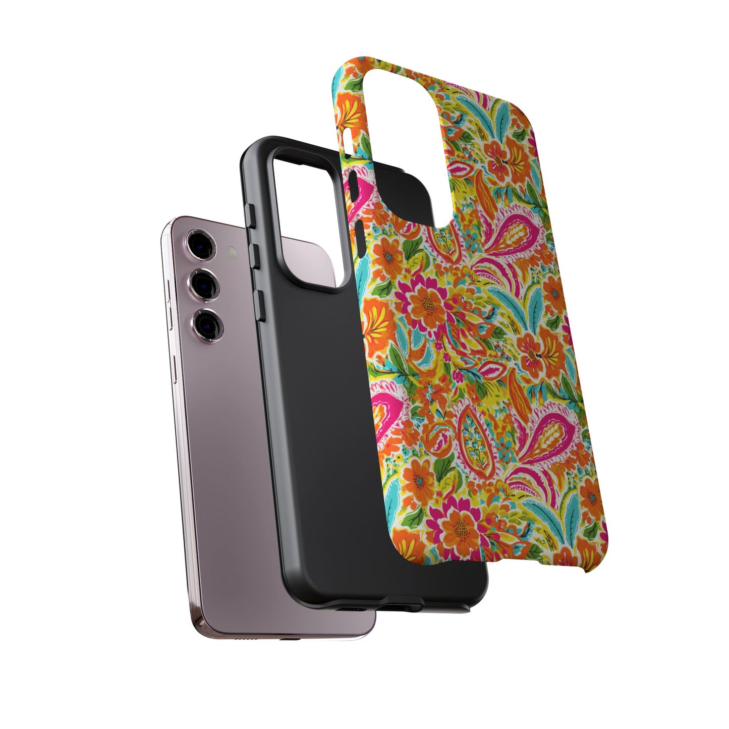 Vibrant Floral Paisley phone case | Tough Cases | Orange and Pink Floral | iPhone 17