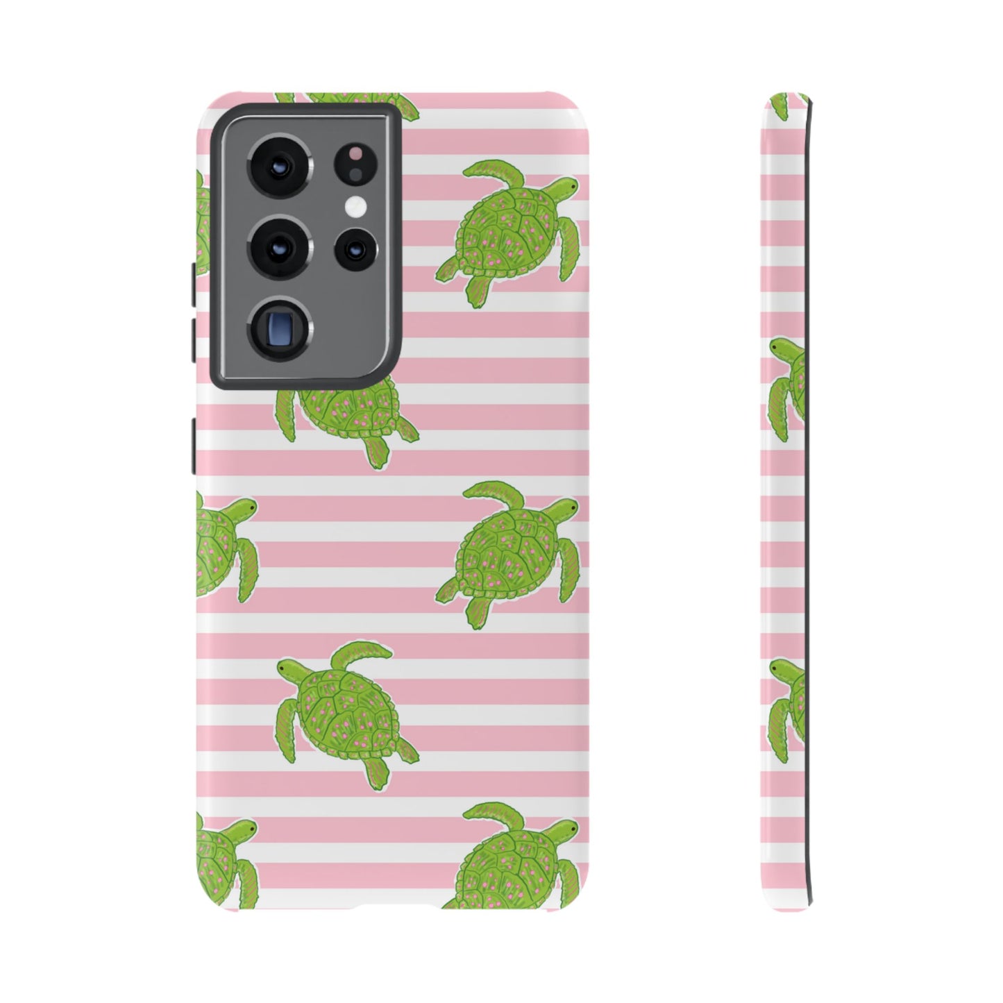 Green Sea Turtles Phone Case | Pink Stripes Tough Case | iPhone 17