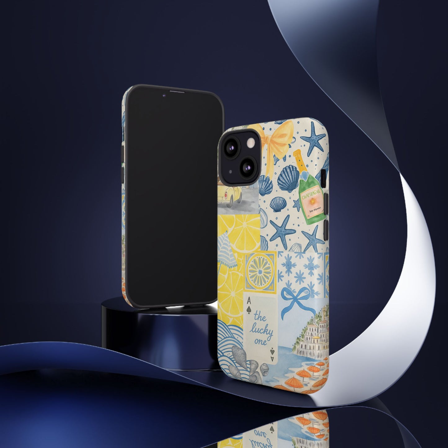 Coastal Collage Phone Case | Beach Shells, Starfish, Lemon, Scenic Travel | Italian Summer