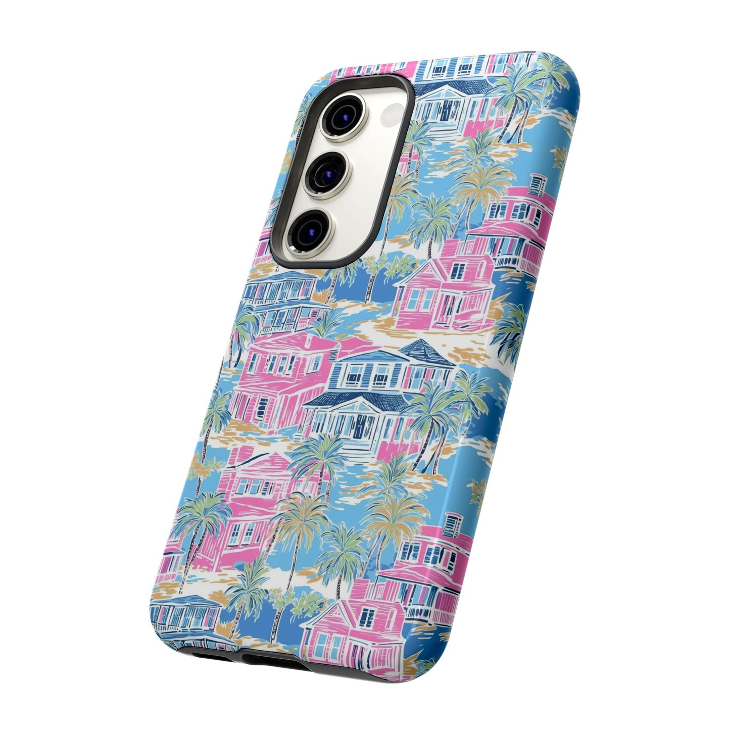 Tropical Beach Houses Tough Case | Palm Tree Coastal Phone Cover | iPhone 17