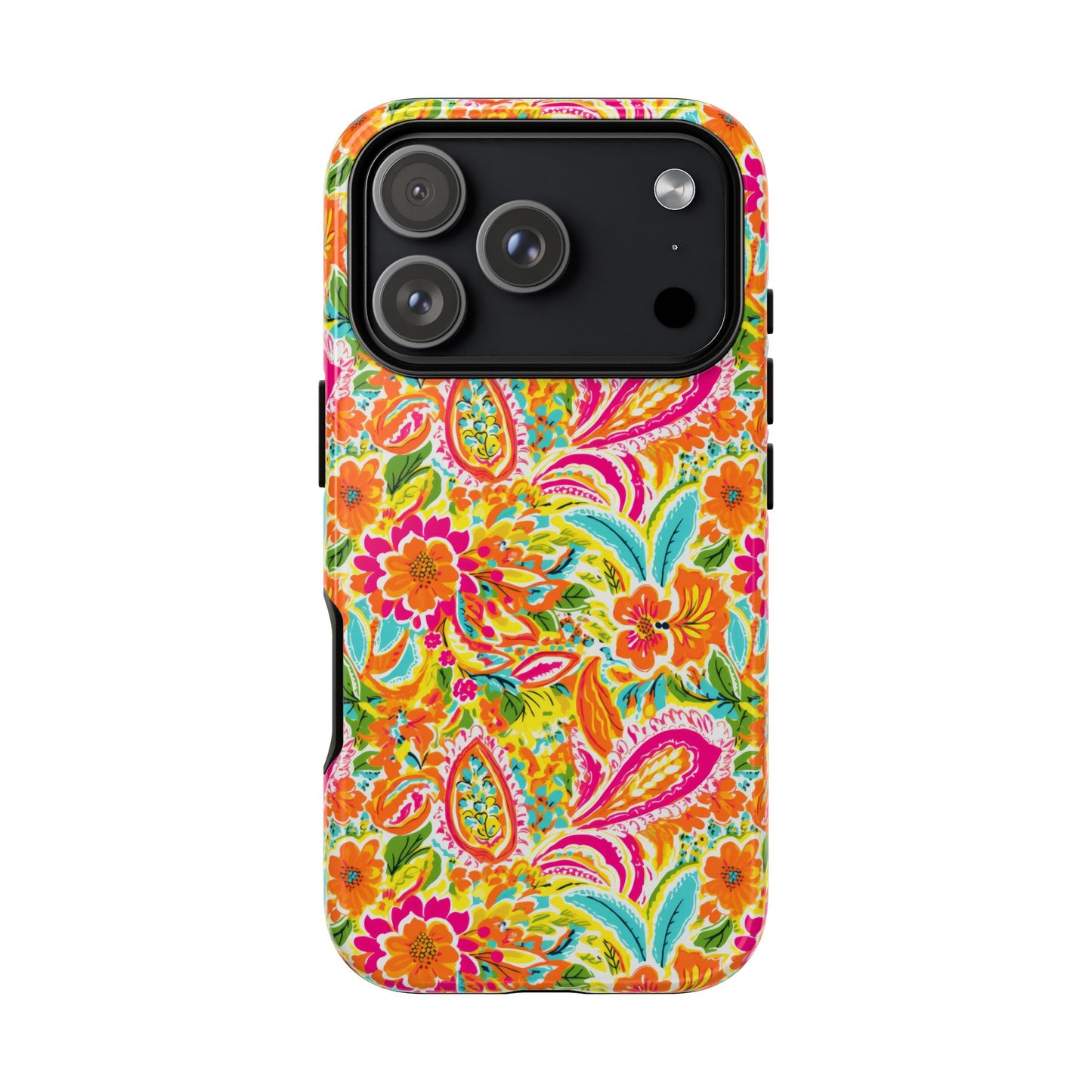 Vibrant Floral Paisley phone case | Tough Cases | Orange and Pink Floral | iPhone 17