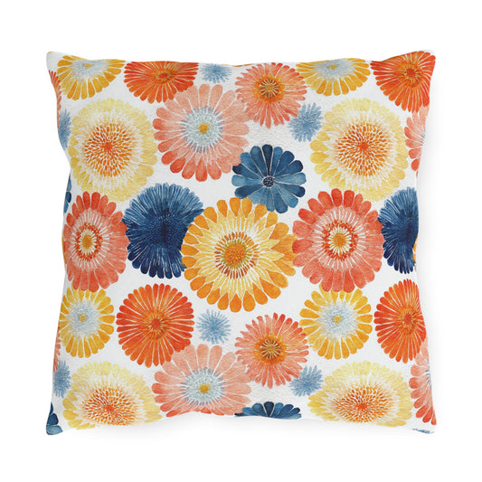 Bright Multicolor Abstract Tile Mosaic Outdoor Pillows