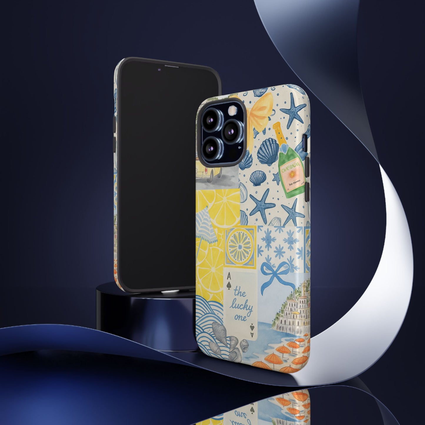 Coastal Collage Phone Case | Beach Shells, Starfish, Lemon, Scenic Travel | Italian Summer