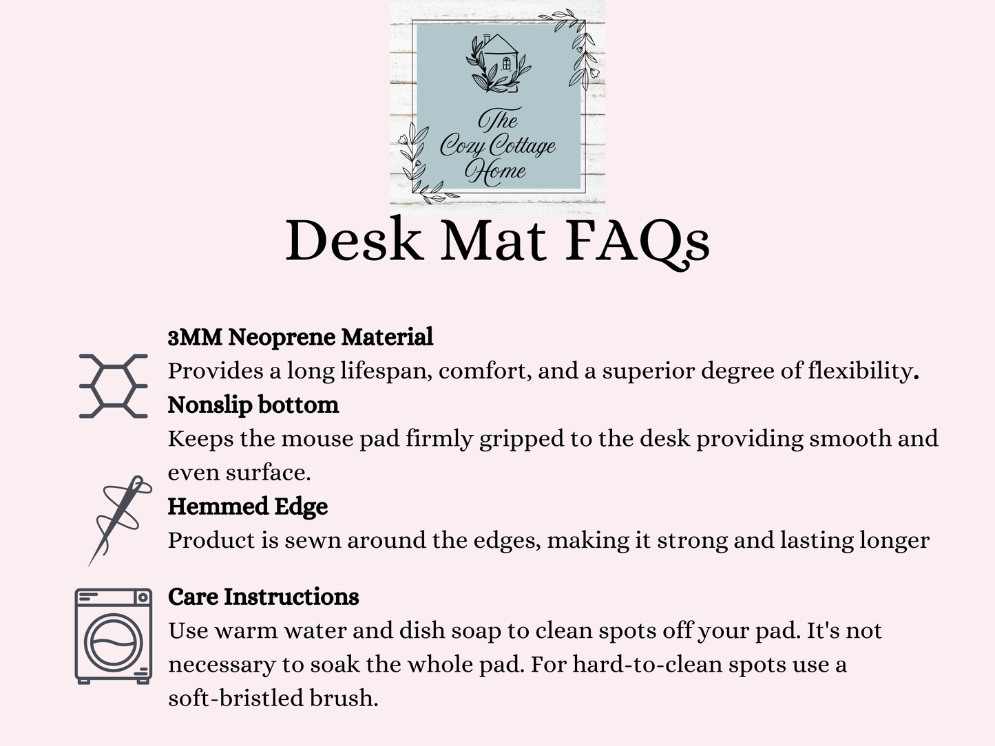 Blue Script Monogram Desk Mat | Pink Gingham Mouse Pad