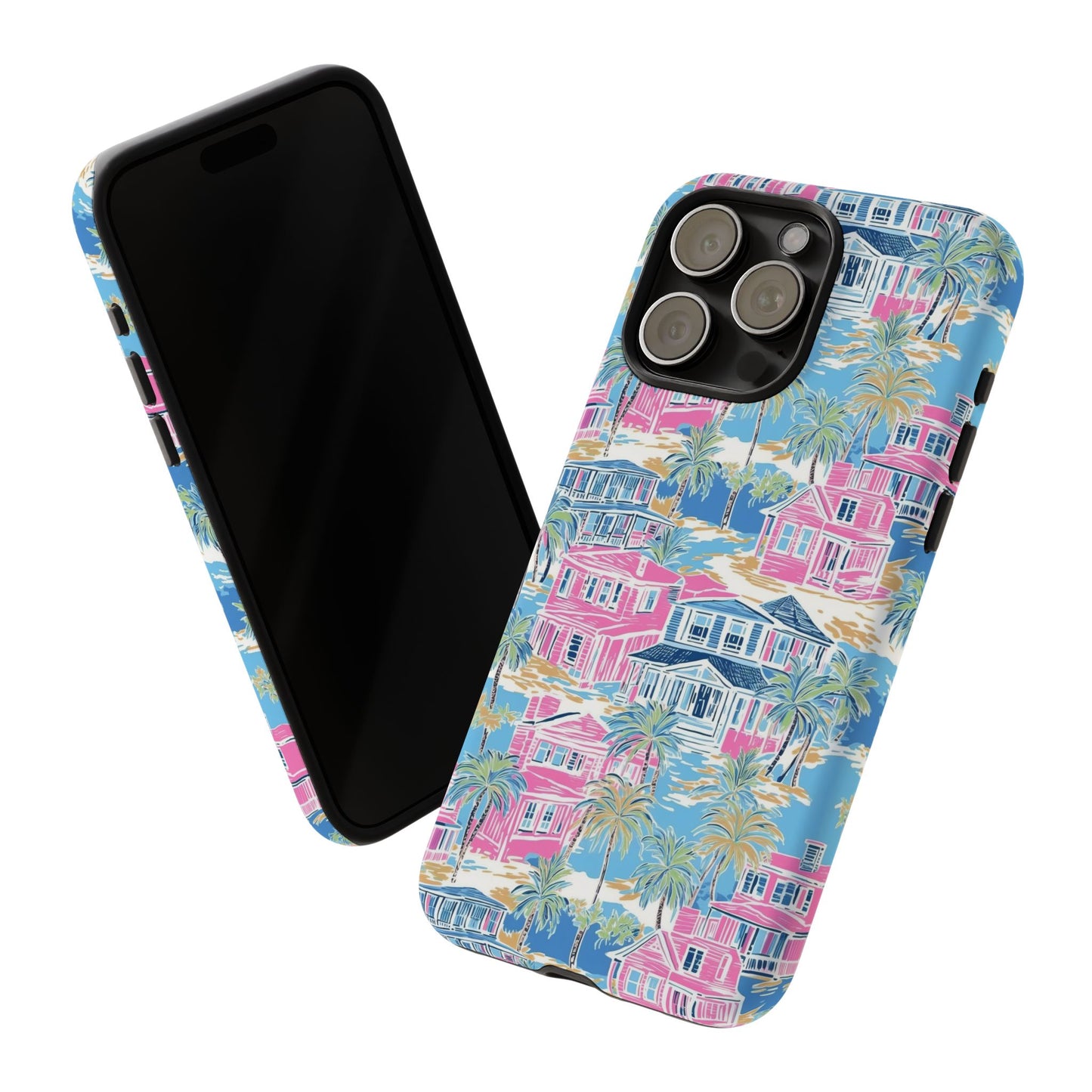 Tropical Beach Houses Tough Case | Palm Tree Coastal Phone Cover | iPhone 17