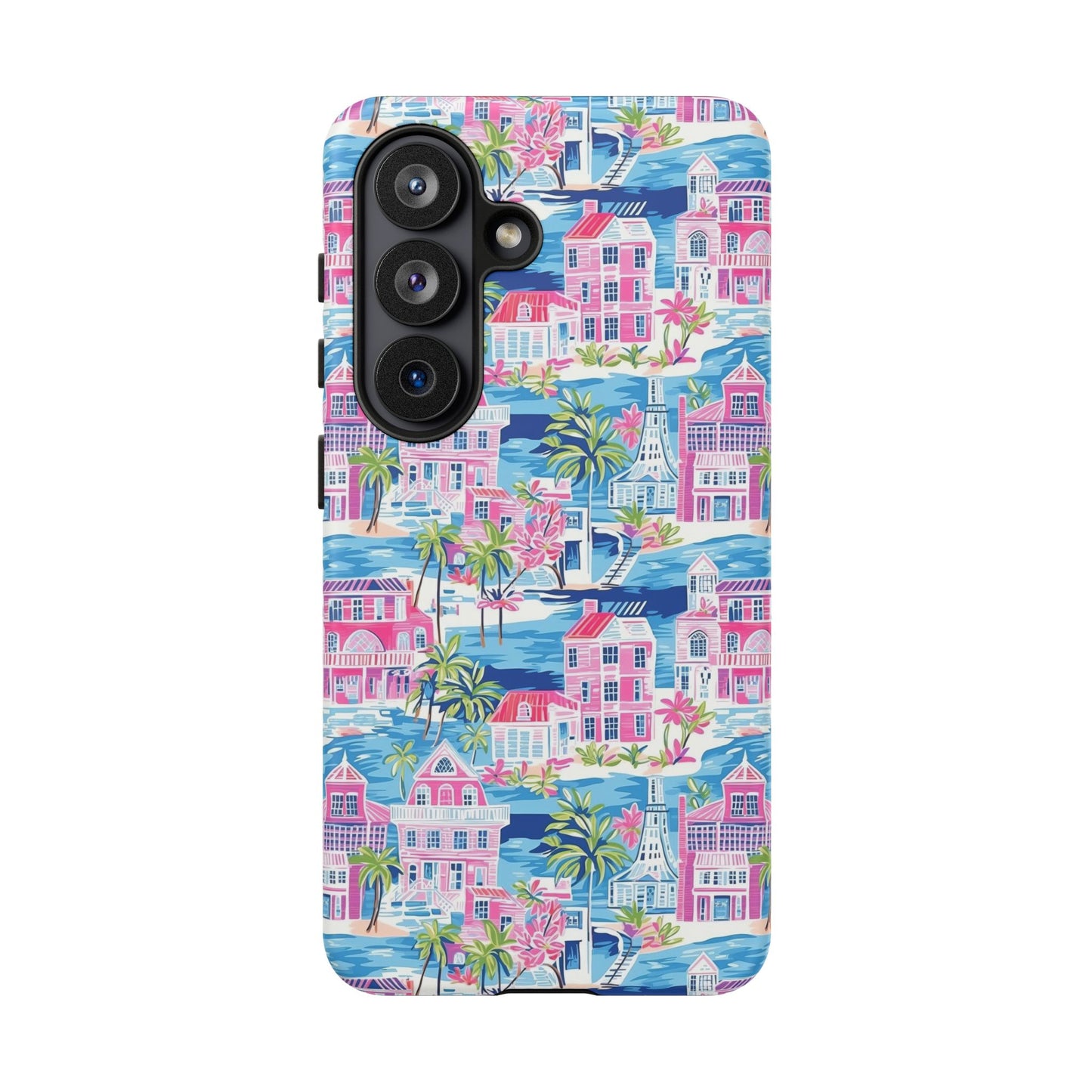 Pink Coastal Houses phone case | Tough Case | iPhone 17