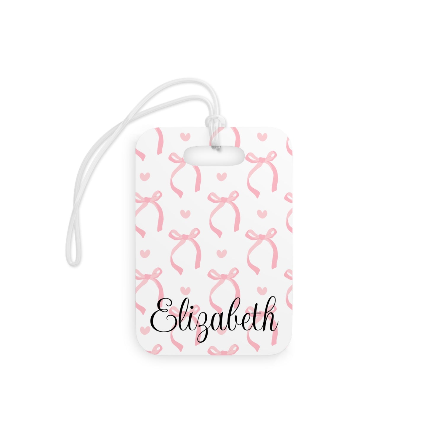 Personalized Pink Bow Luggage Tag — Custom Name Travel ID