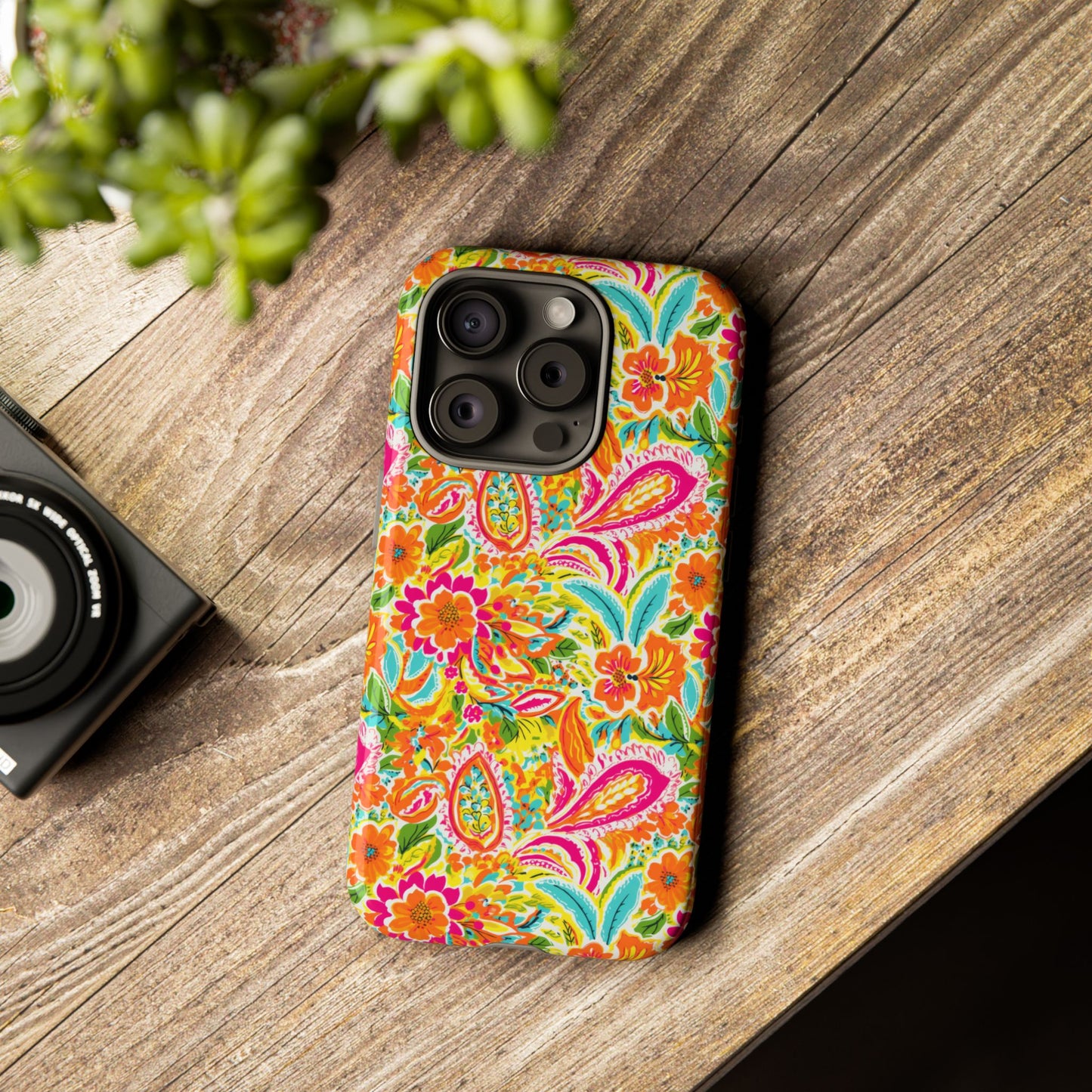 Vibrant Floral Paisley phone case | Tough Cases | Orange and Pink Floral | iPhone 17