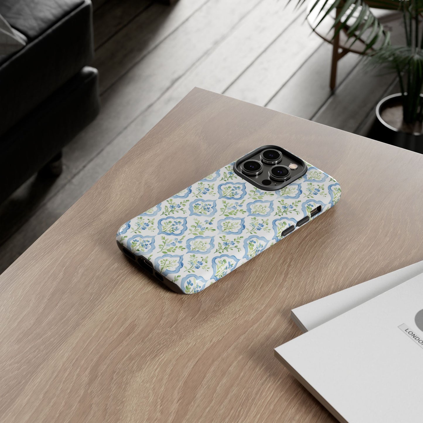 Blue Floral Damask phone case | Tough Case | iPhone 17