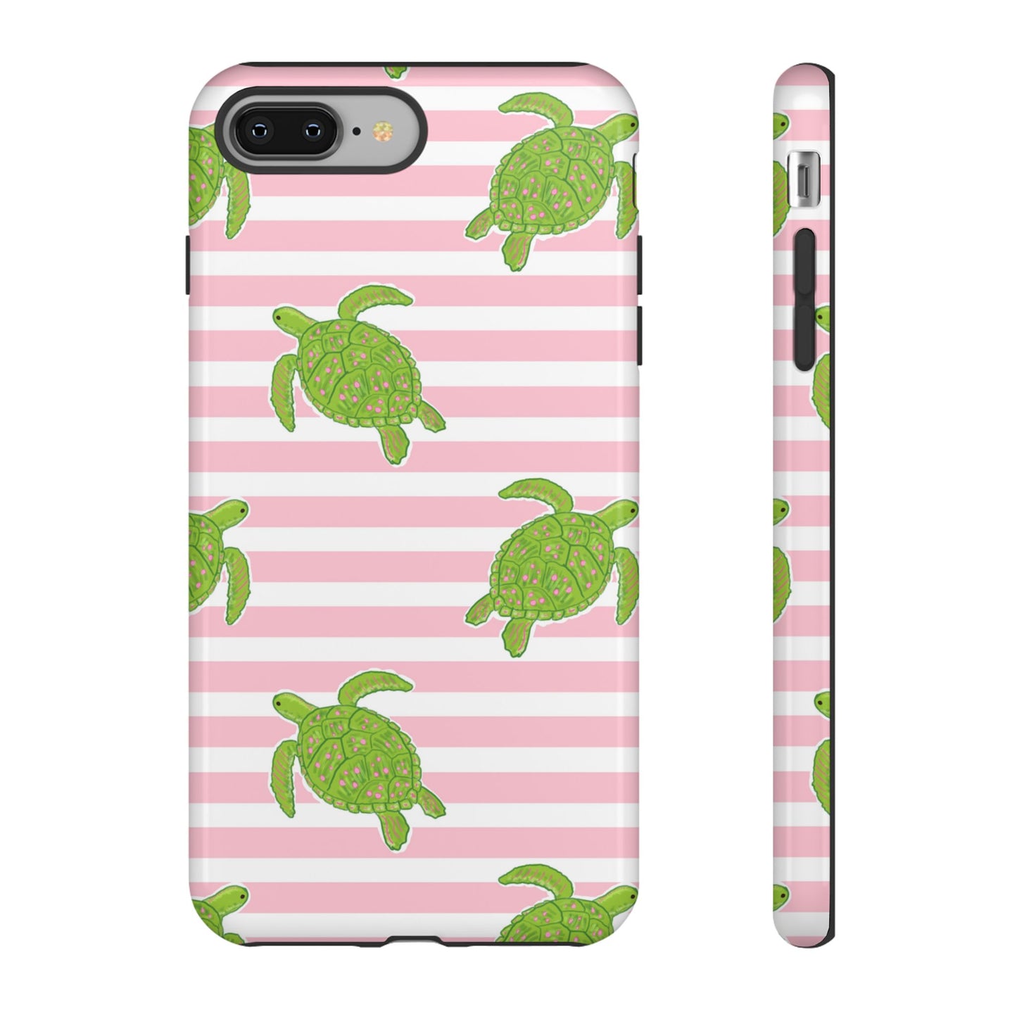 Green Sea Turtles Phone Case | Pink Stripes Tough Case | iPhone 17