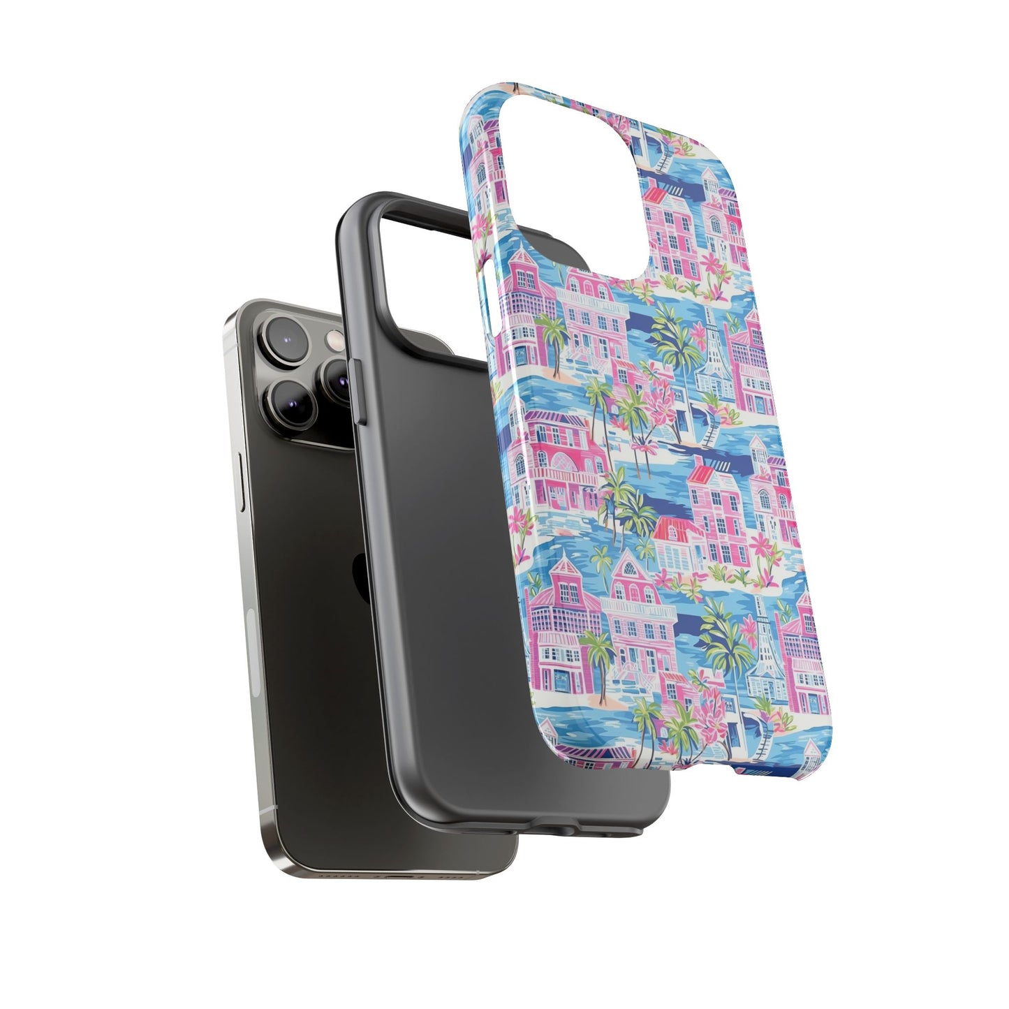 Pink Coastal Houses phone case | Tough Case | iPhone 17