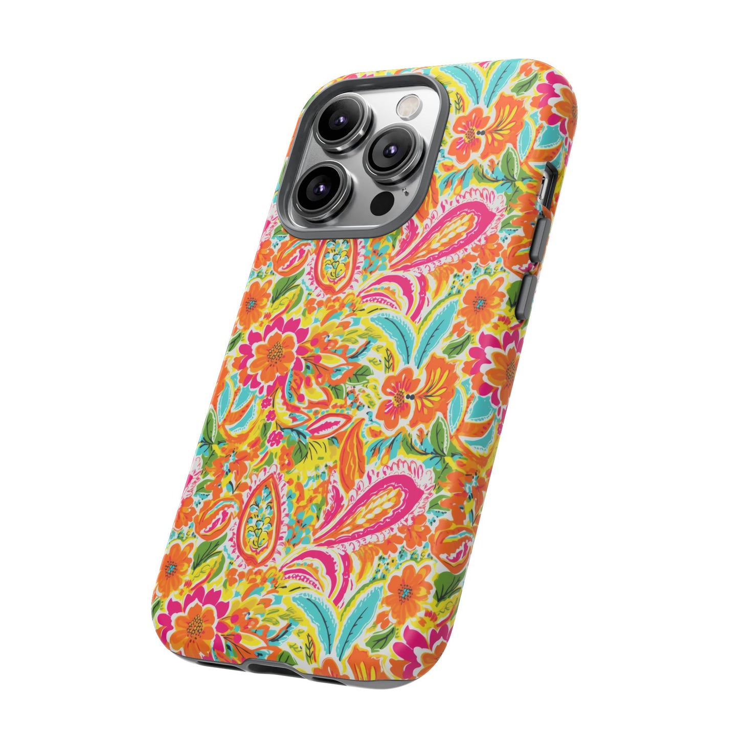 Vibrant Floral Paisley phone case | Tough Cases | Orange and Pink Floral | iPhone 17