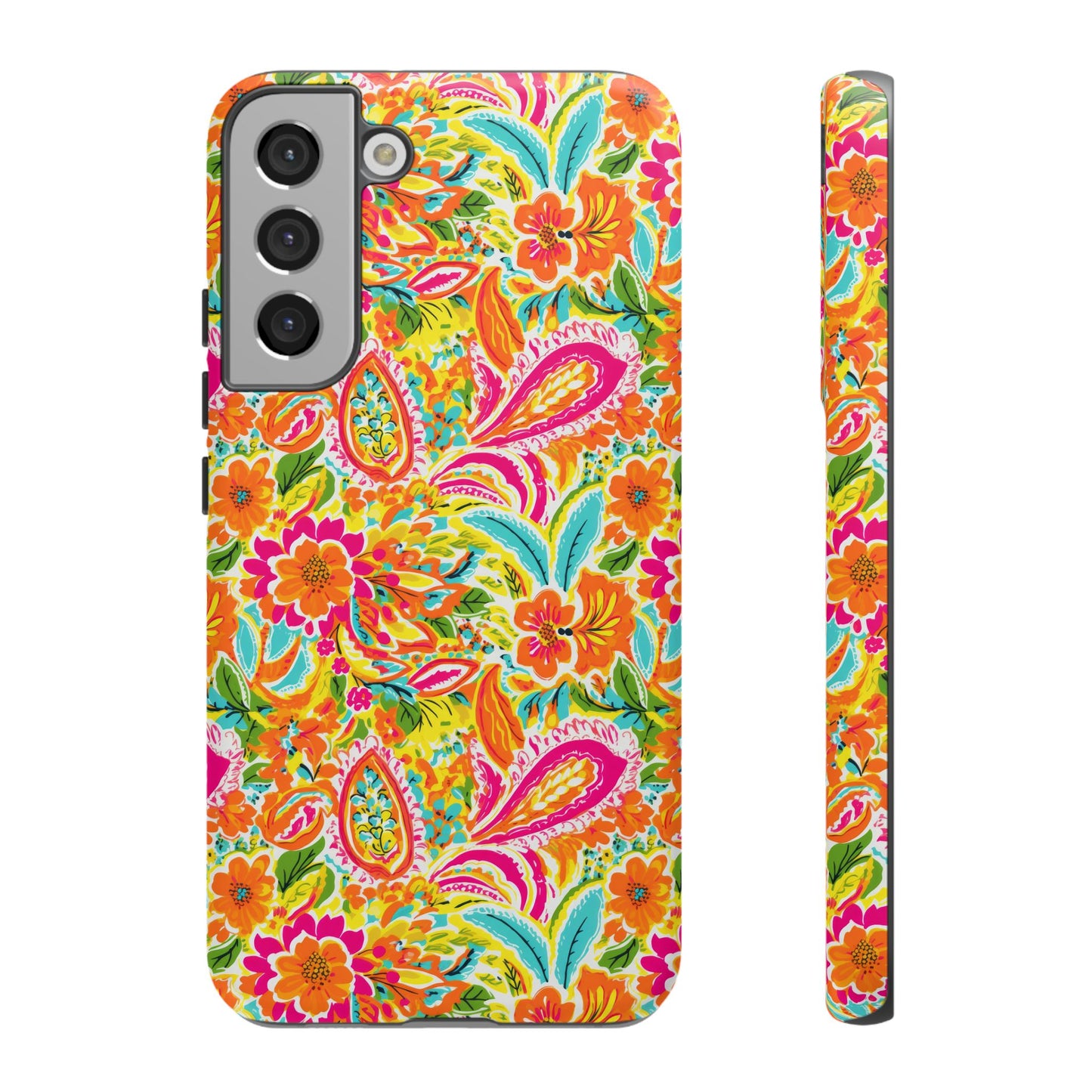 Vibrant Floral Paisley phone case | Tough Cases | Orange and Pink Floral | iPhone 17