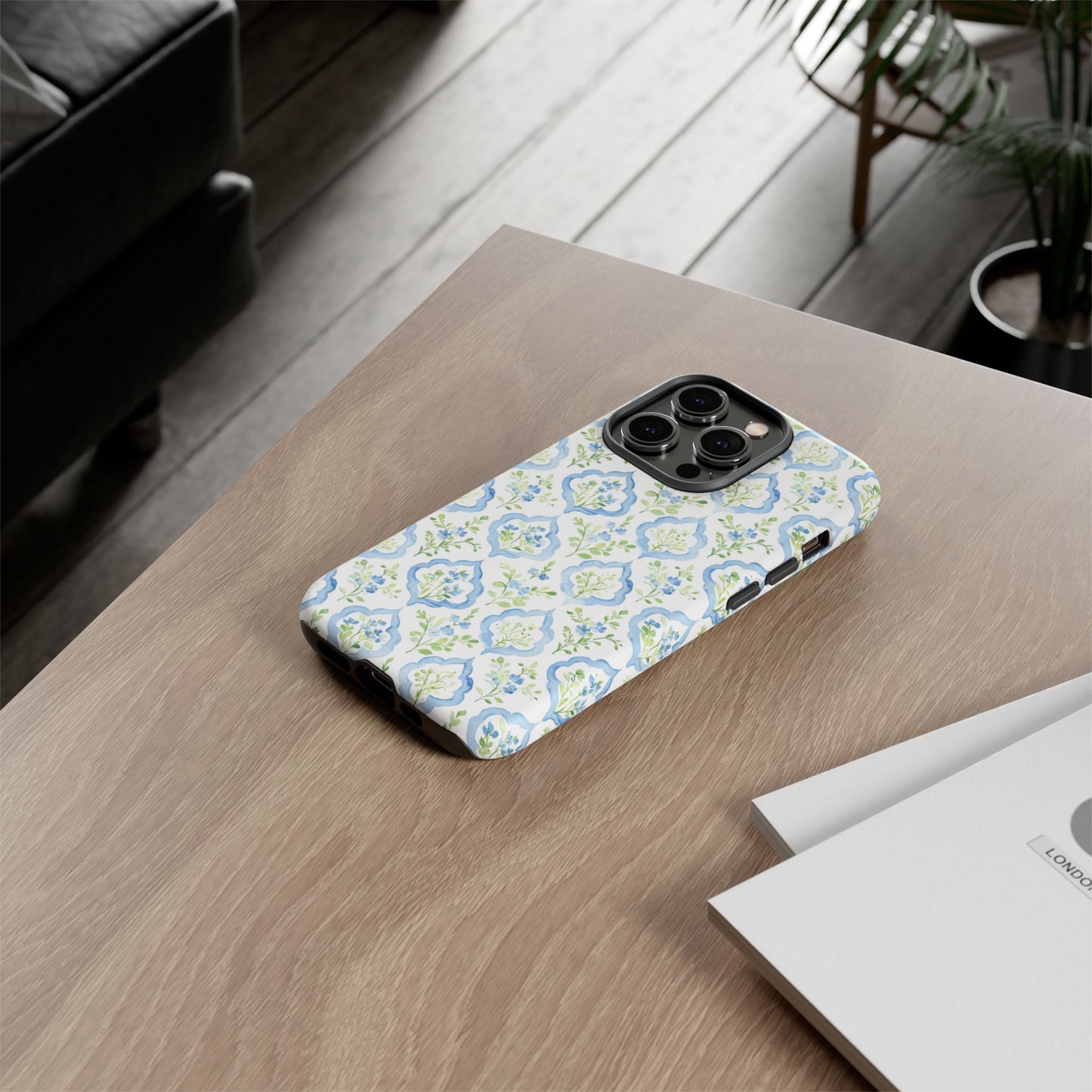 Blue Floral Damask phone case | Tough Case | iPhone 17