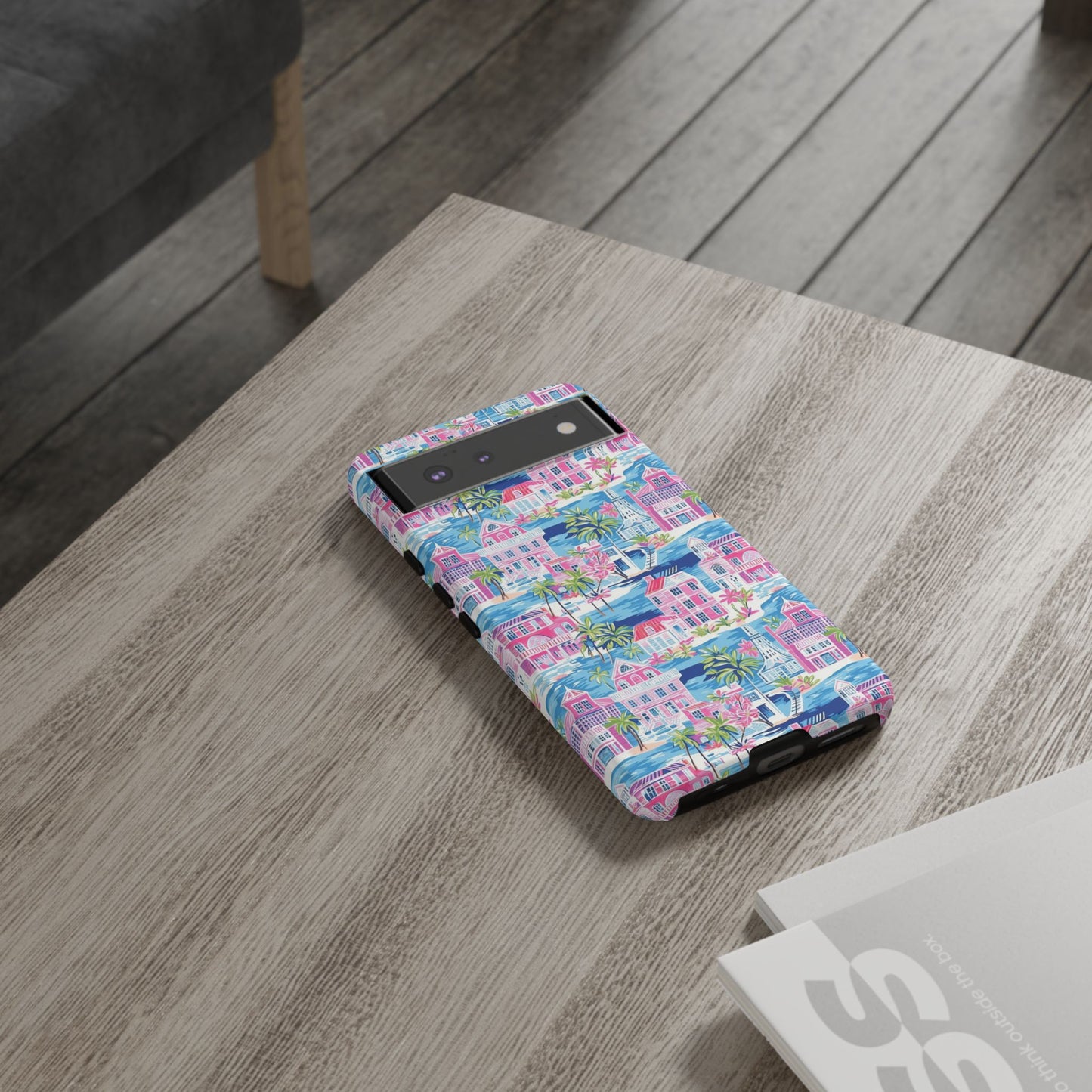 Pink Coastal Houses phone case | Tough Case | iPhone 17