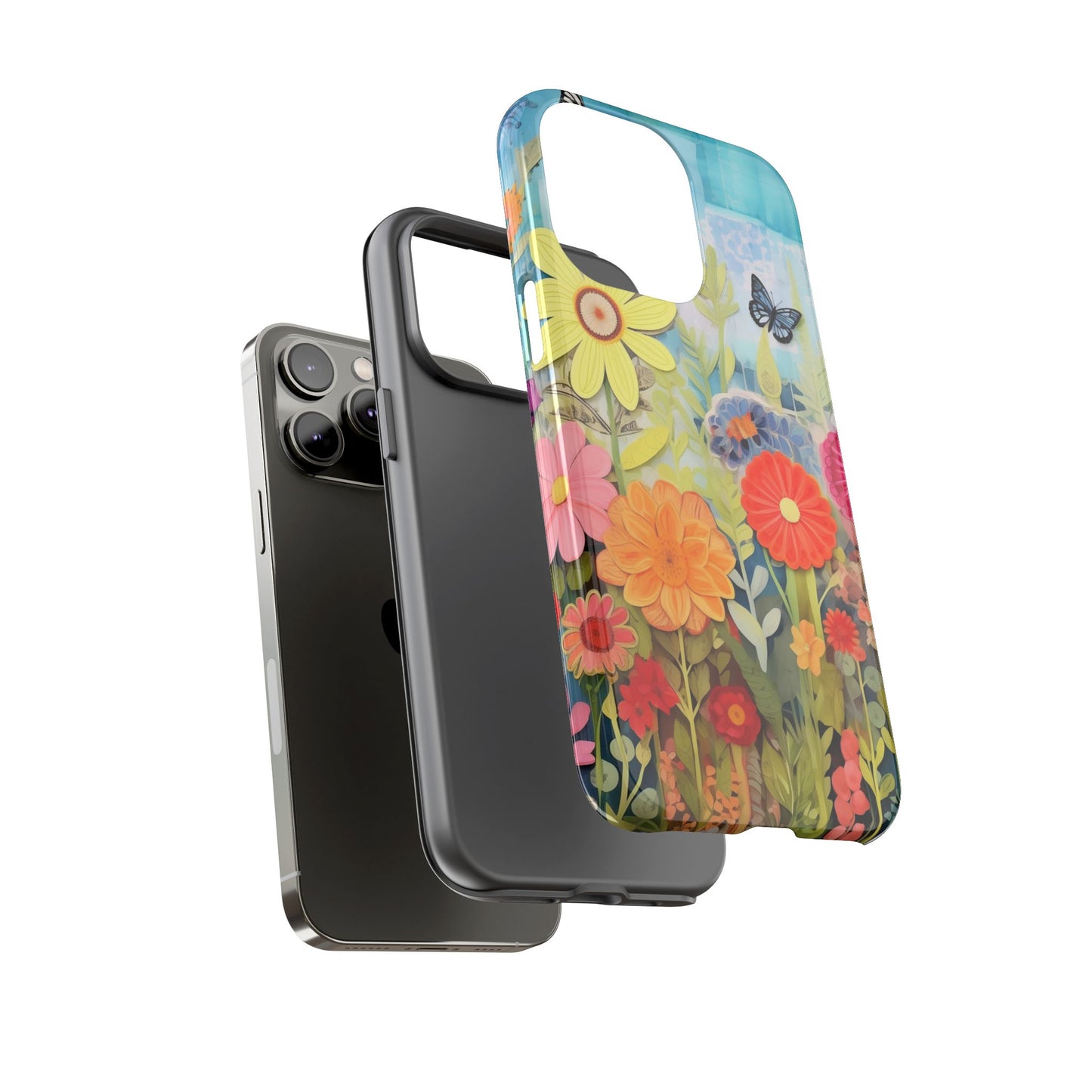 Whimsical Floral Garden phone case | Tough Case | 3d Floral Pattern | iPhone 17