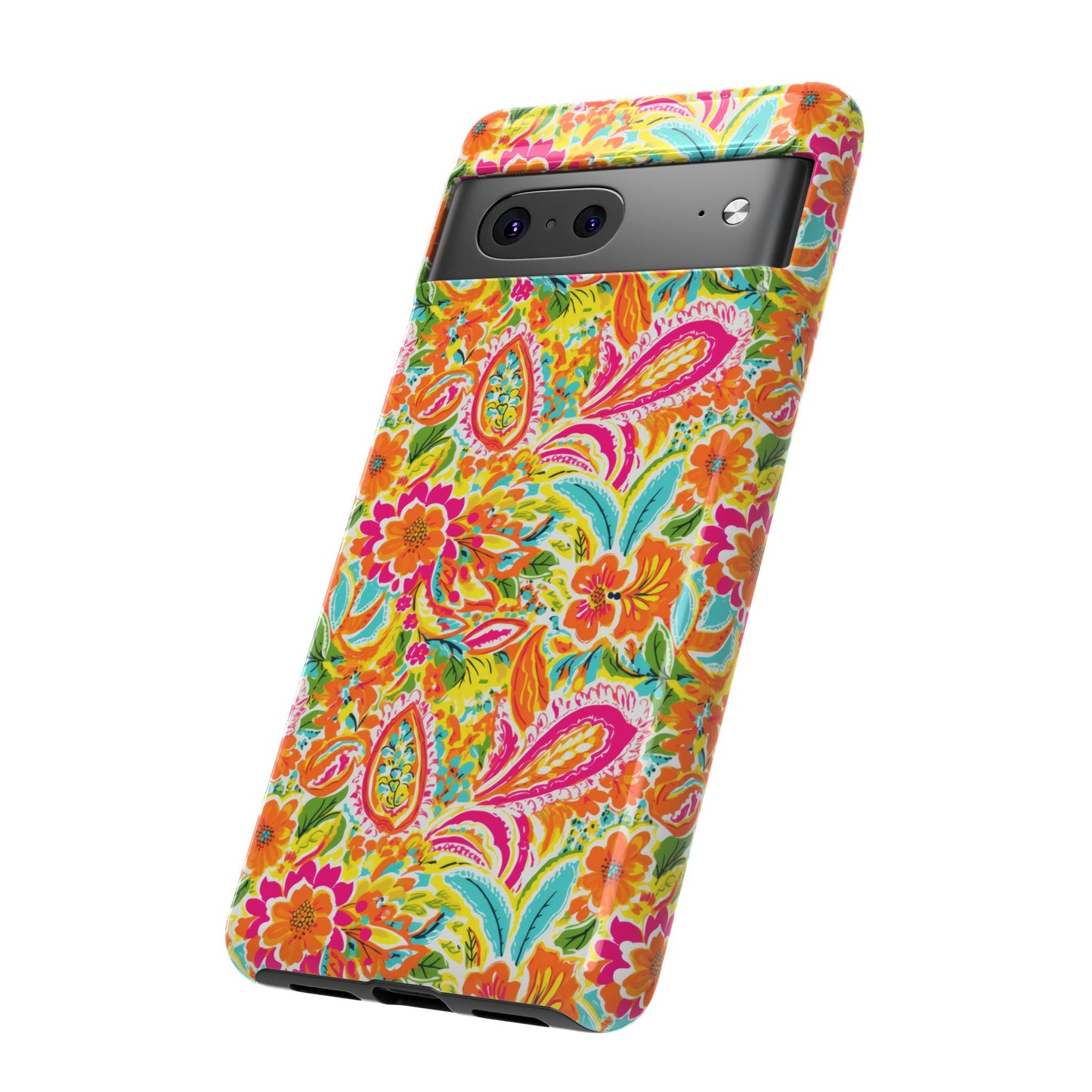Vibrant Floral Paisley phone case | Tough Cases | Orange and Pink Floral | iPhone 17