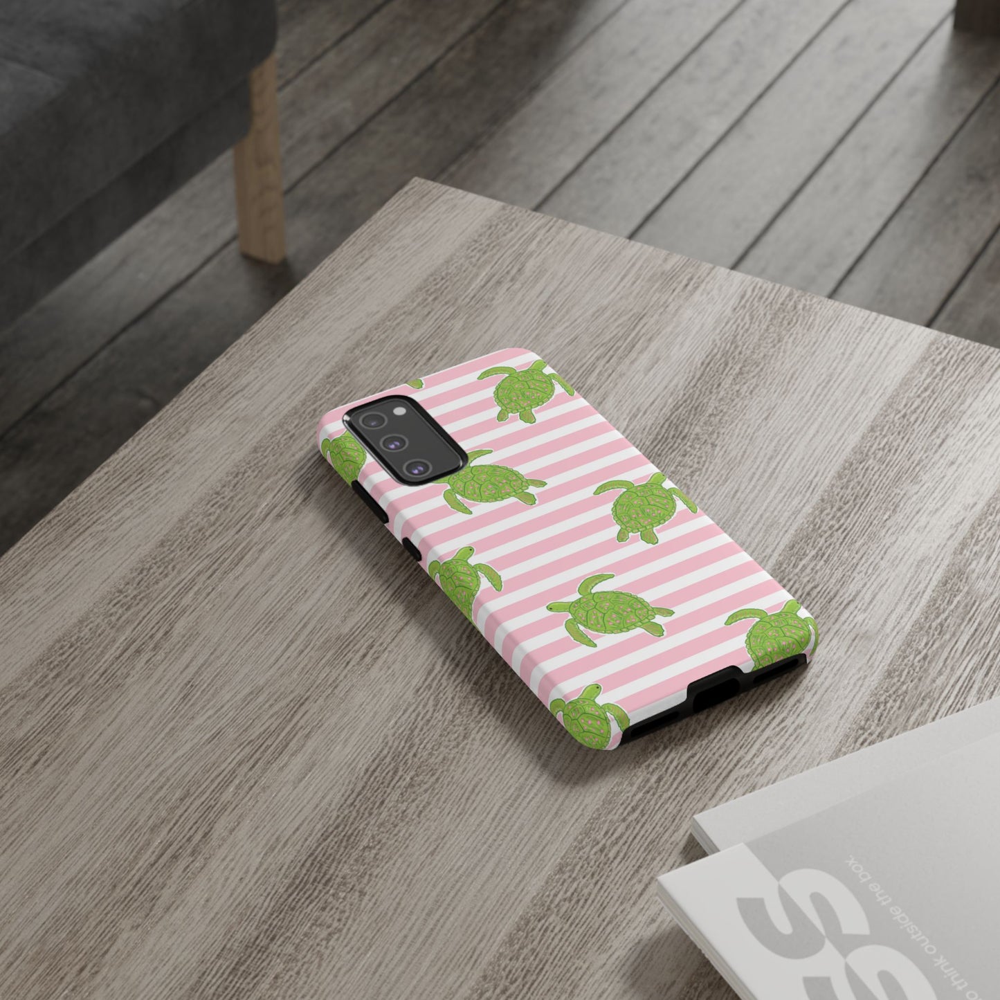 Green Sea Turtles Phone Case | Pink Stripes Tough Case | iPhone 17