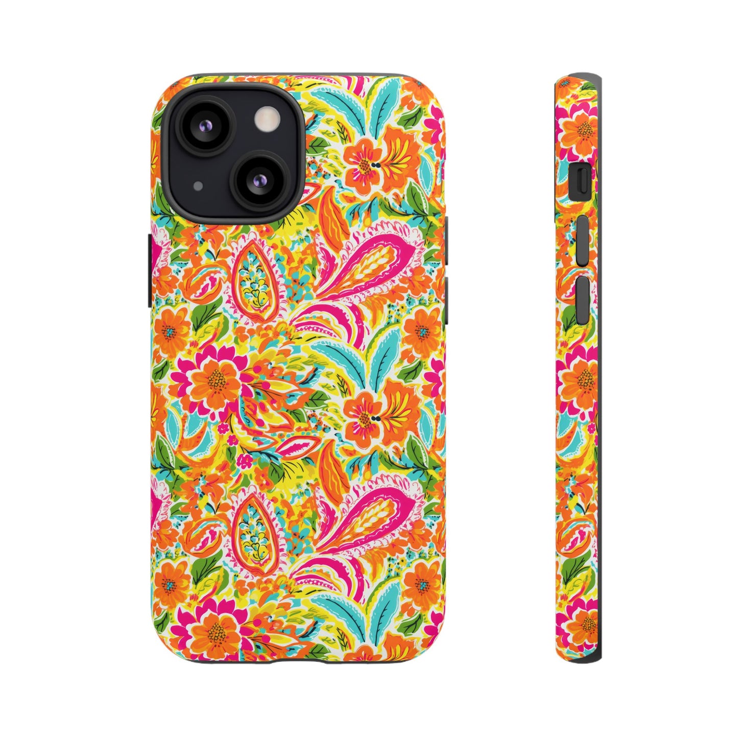 Vibrant Floral Paisley phone case | Tough Cases | Orange and Pink Floral | iPhone 17