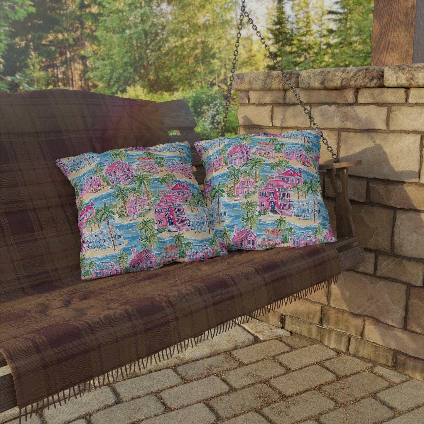 Outdoor Throw Pillow, Coastal Palm Beach Houses