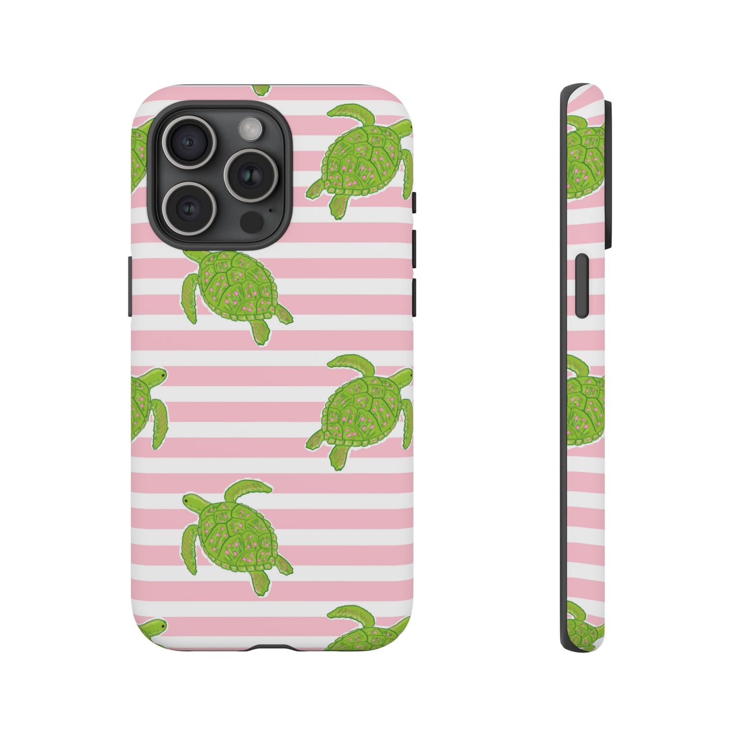 Green Sea Turtles Phone Case | Pink Stripes Tough Case | iPhone 17