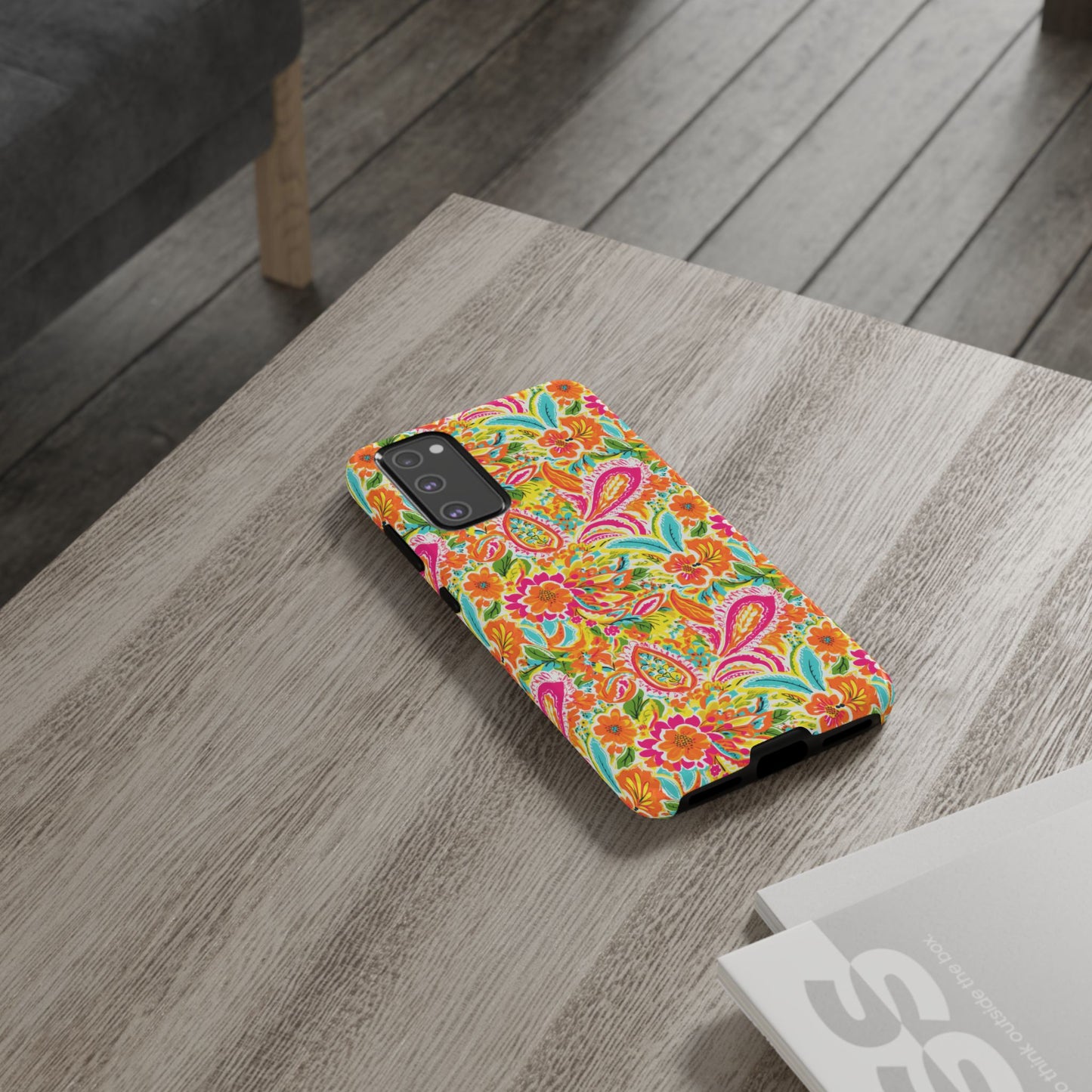 Vibrant Floral Paisley phone case | Tough Cases | Orange and Pink Floral | iPhone 17