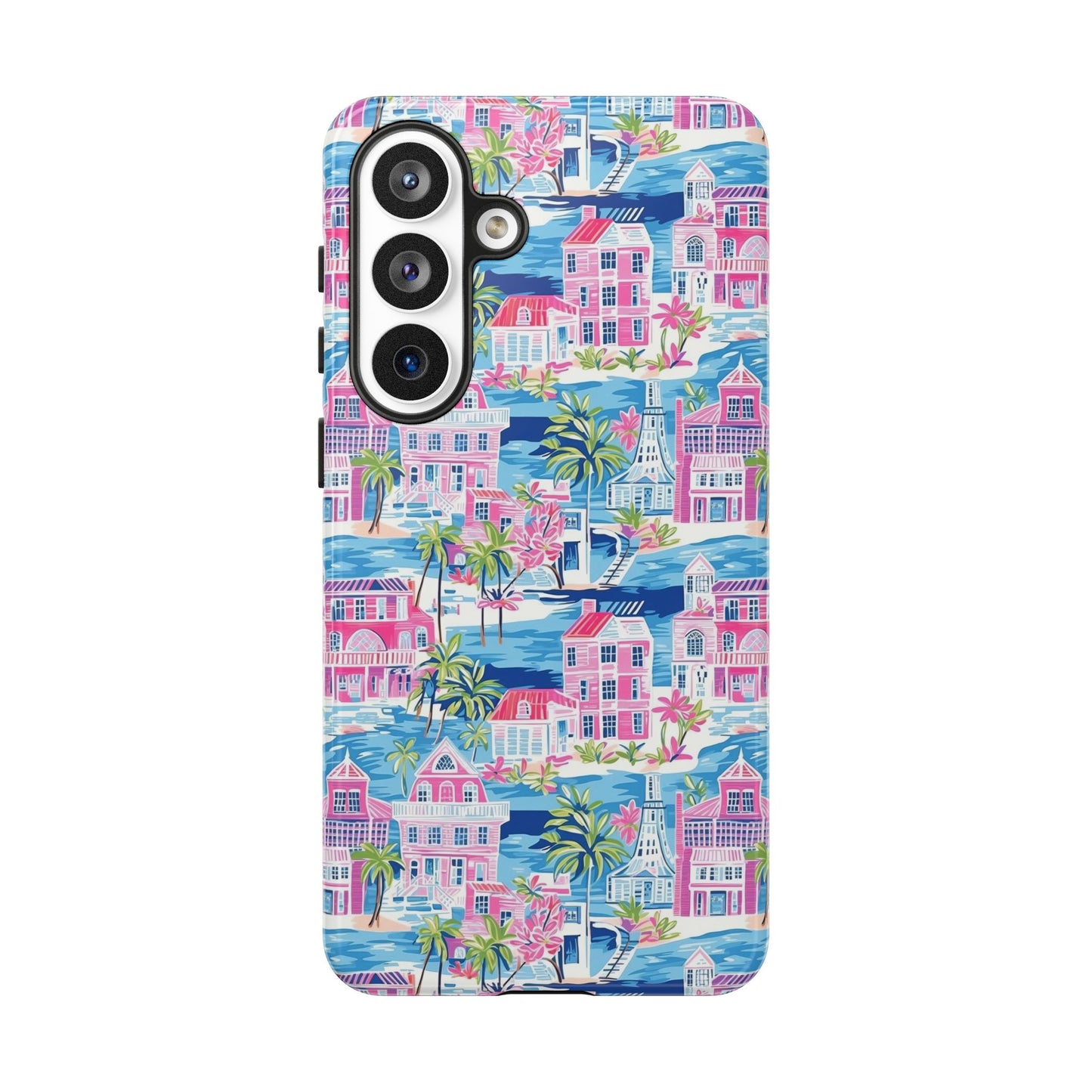 Pink Coastal Houses phone case | Tough Case | iPhone 17