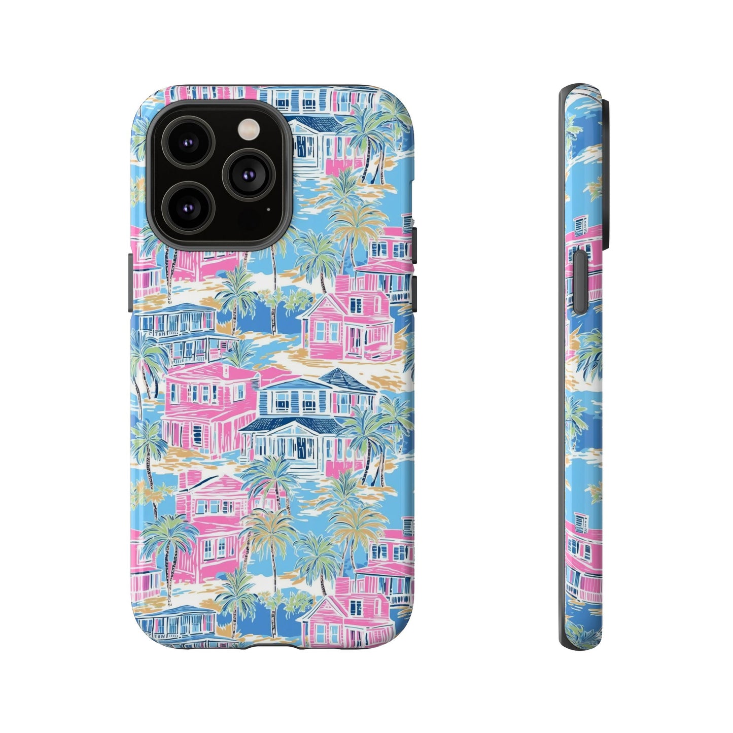 Tropical Beach Houses Tough Case | Palm Tree Coastal Phone Cover | iPhone 17