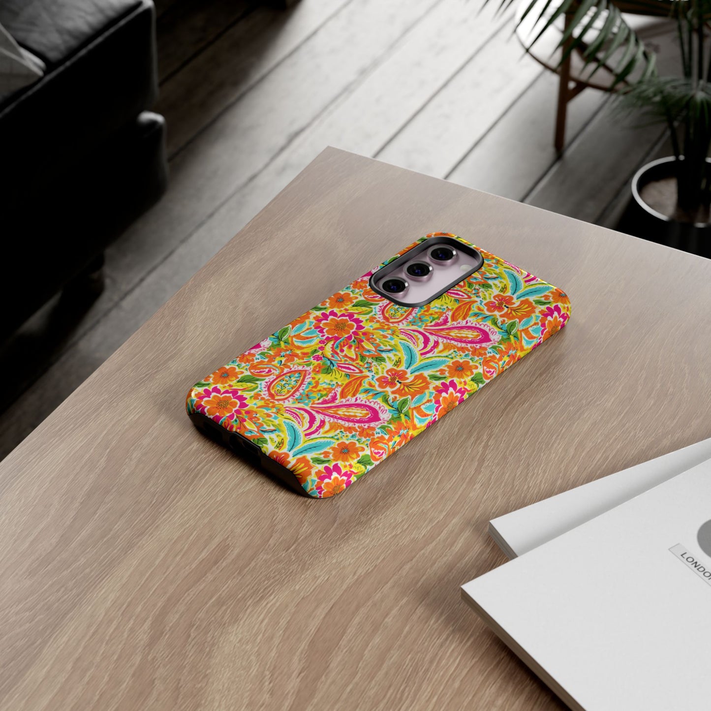Vibrant Floral Paisley phone case | Tough Cases | Orange and Pink Floral | iPhone 17