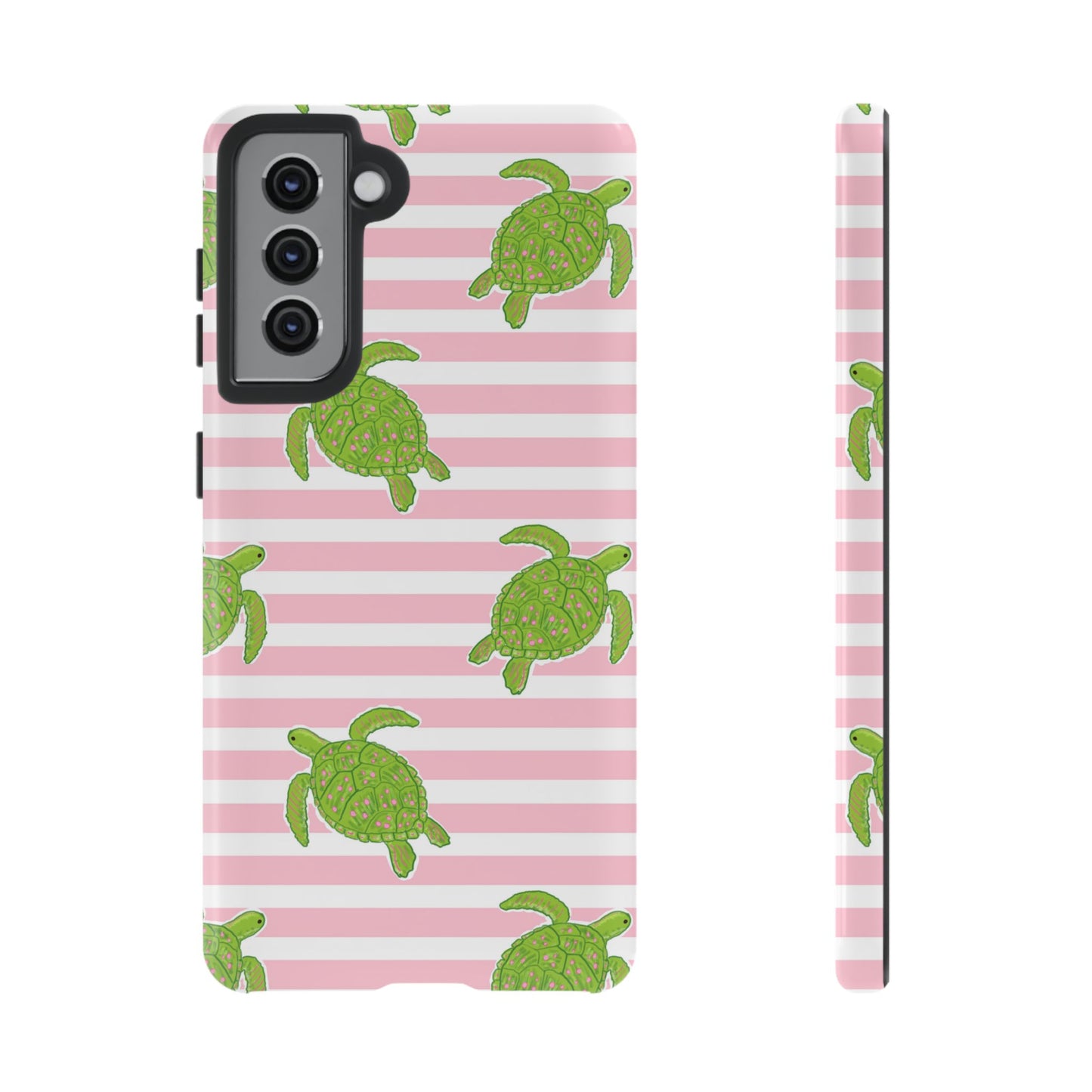 Green Sea Turtles Phone Case | Pink Stripes Tough Case | iPhone 17